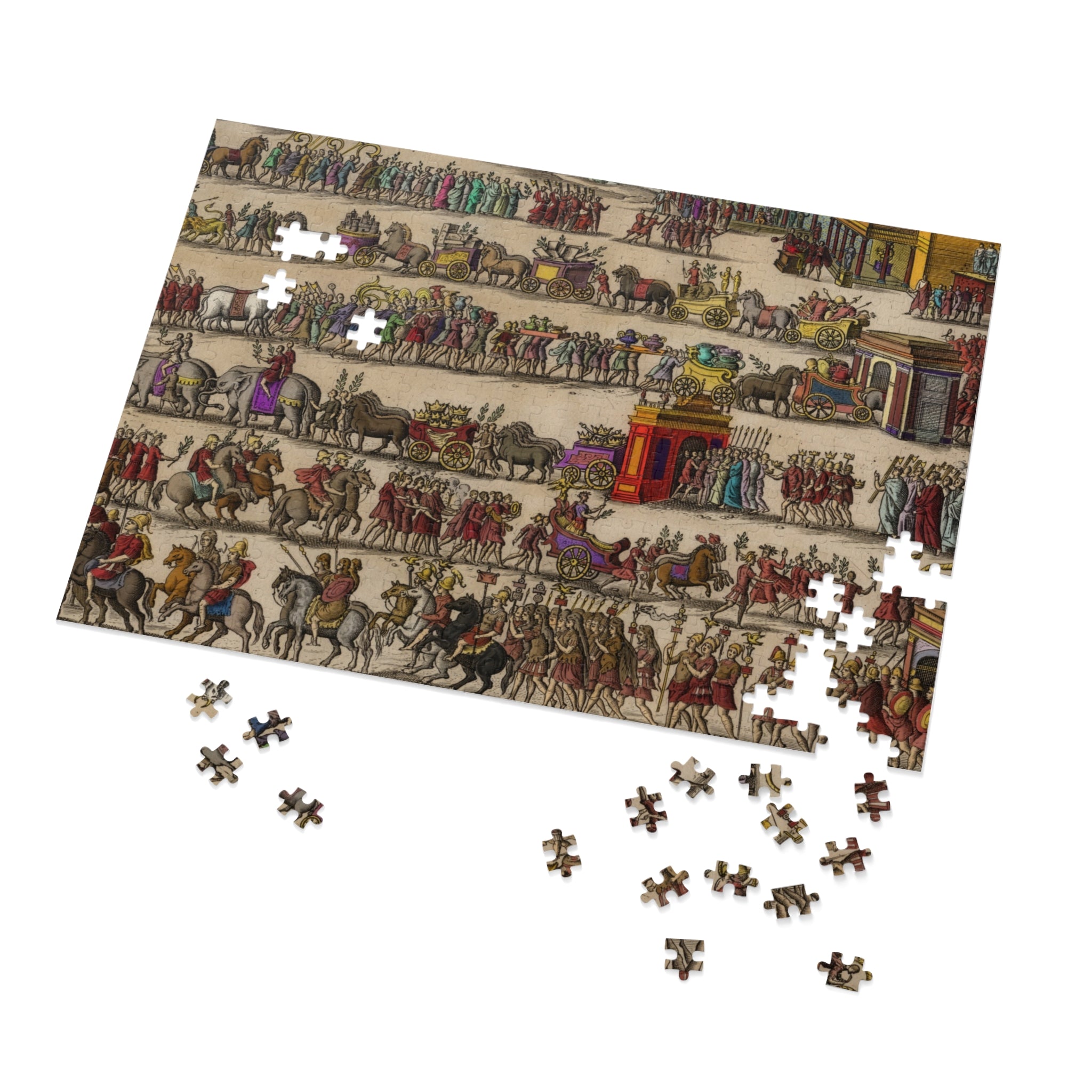 Roman Triumph Illustration Jigsaw Puzzle with Tin | Hand-Colored Engraving