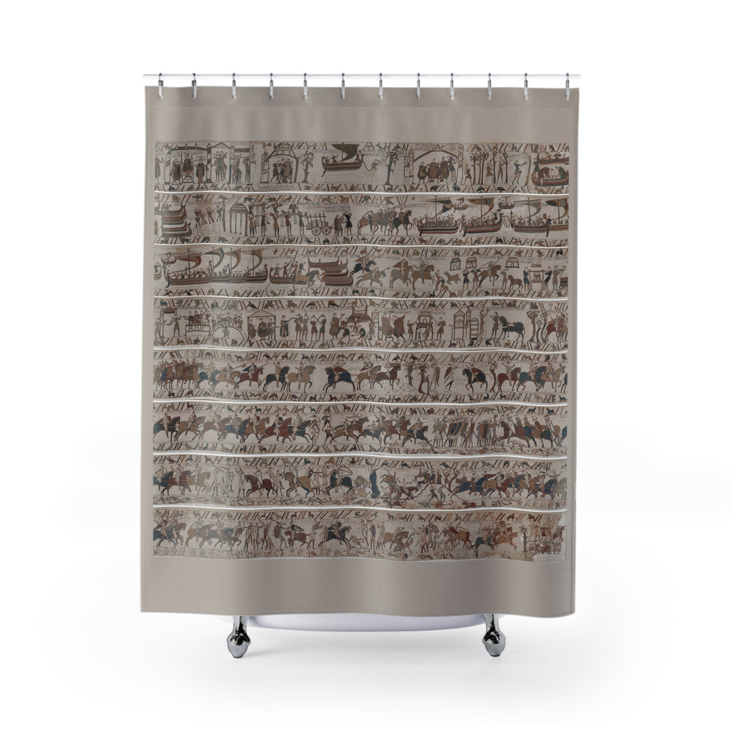 Bayeux Tapestry Norman Invasion Shower Curtain | Historical Medieval Decor
