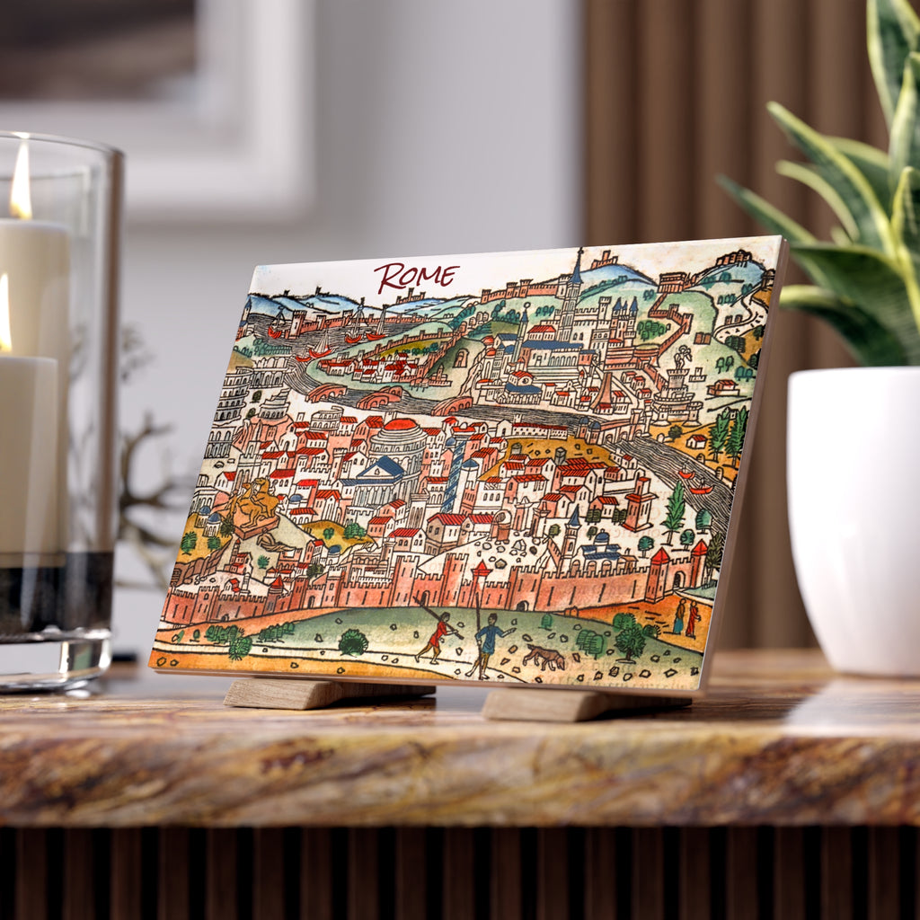 Rome (Roma) Antique-Style City View Print Ceramic Tile
