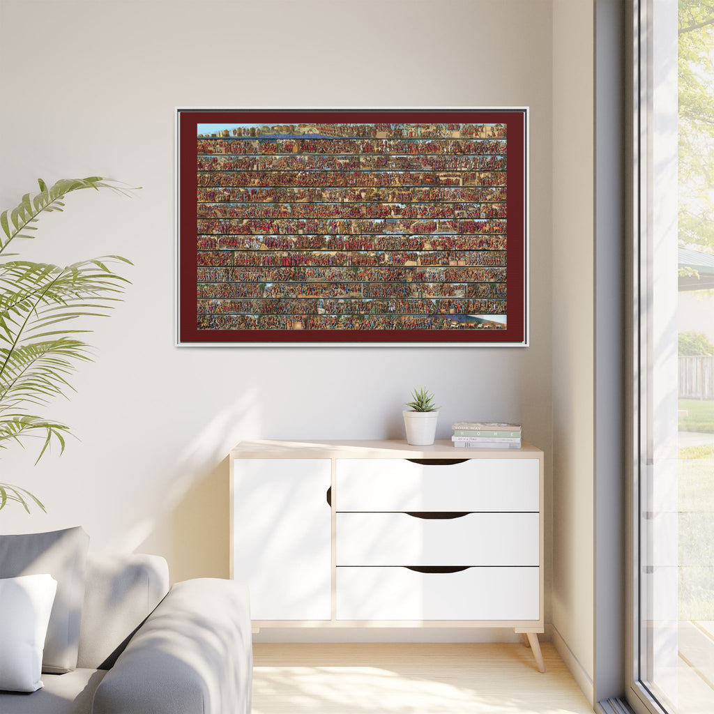 Colorized Depiction of Trajan's Column in Rome Framed Matte Canvas