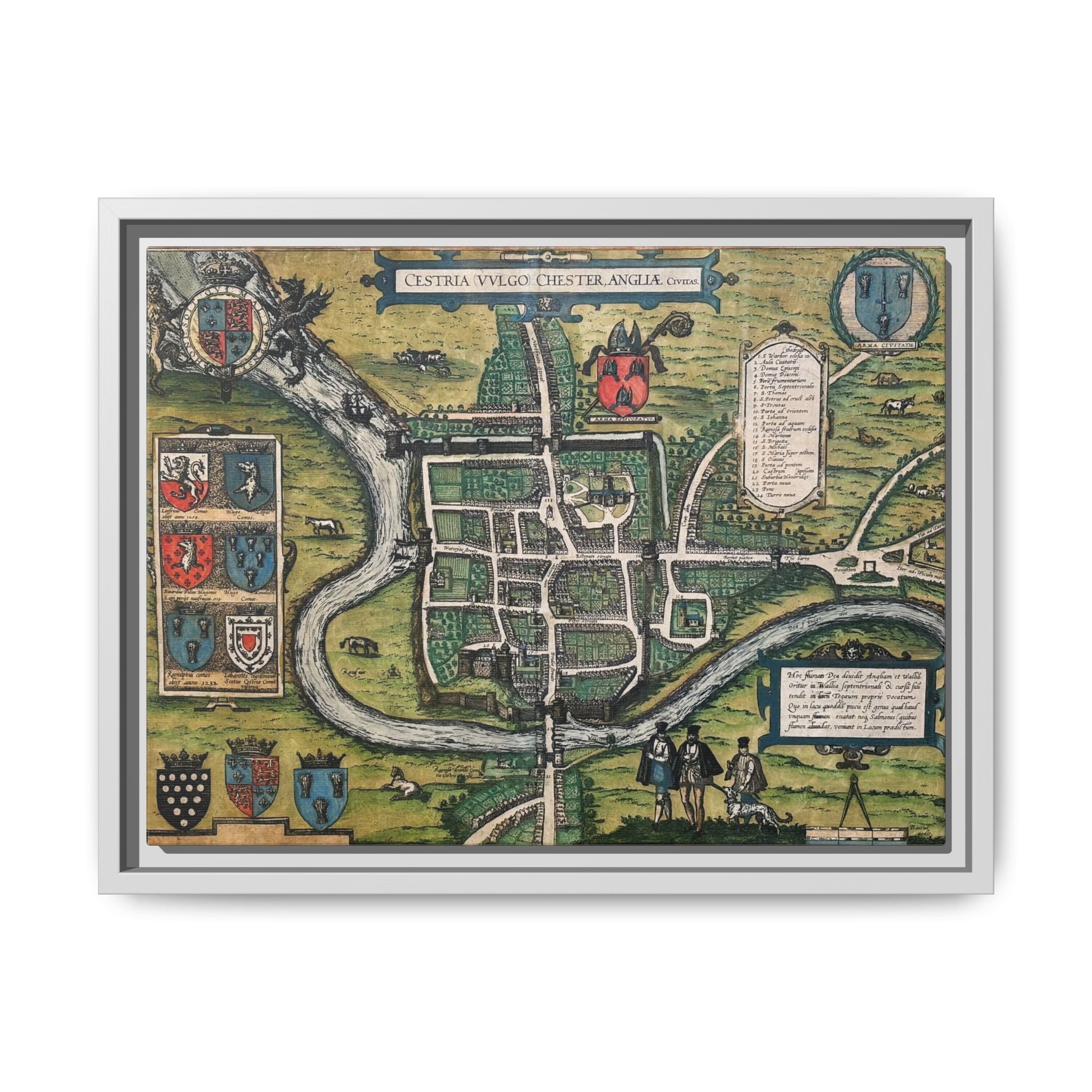 Chester, England by Braun and Hogenberg Framed Canvas Art Print
