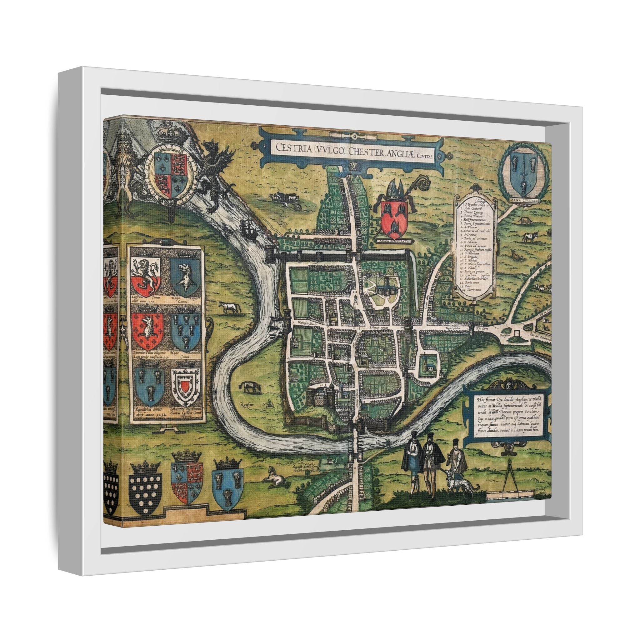 Chester, England by Braun and Hogenberg Framed Canvas Art Print