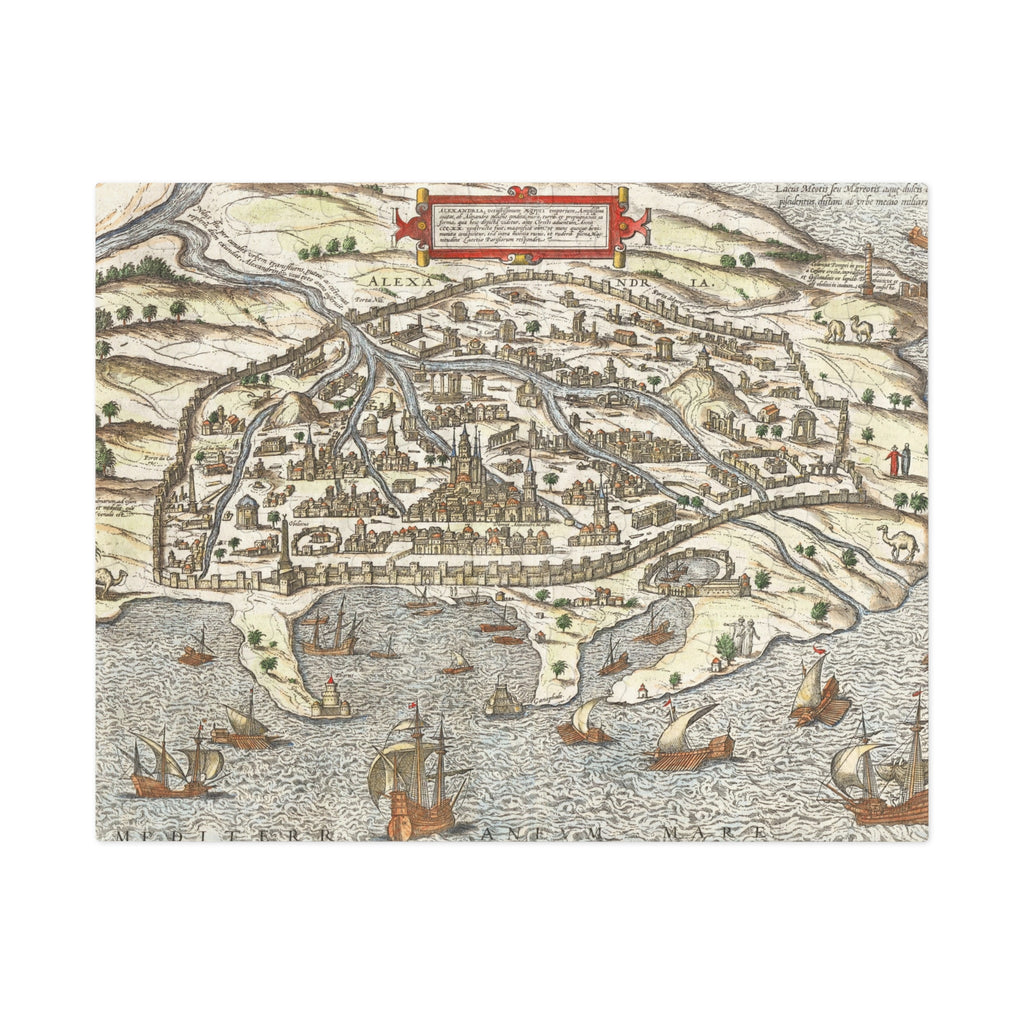 Antique 17th Century Alexandria City-View Jigsaw Puzzle with Tin