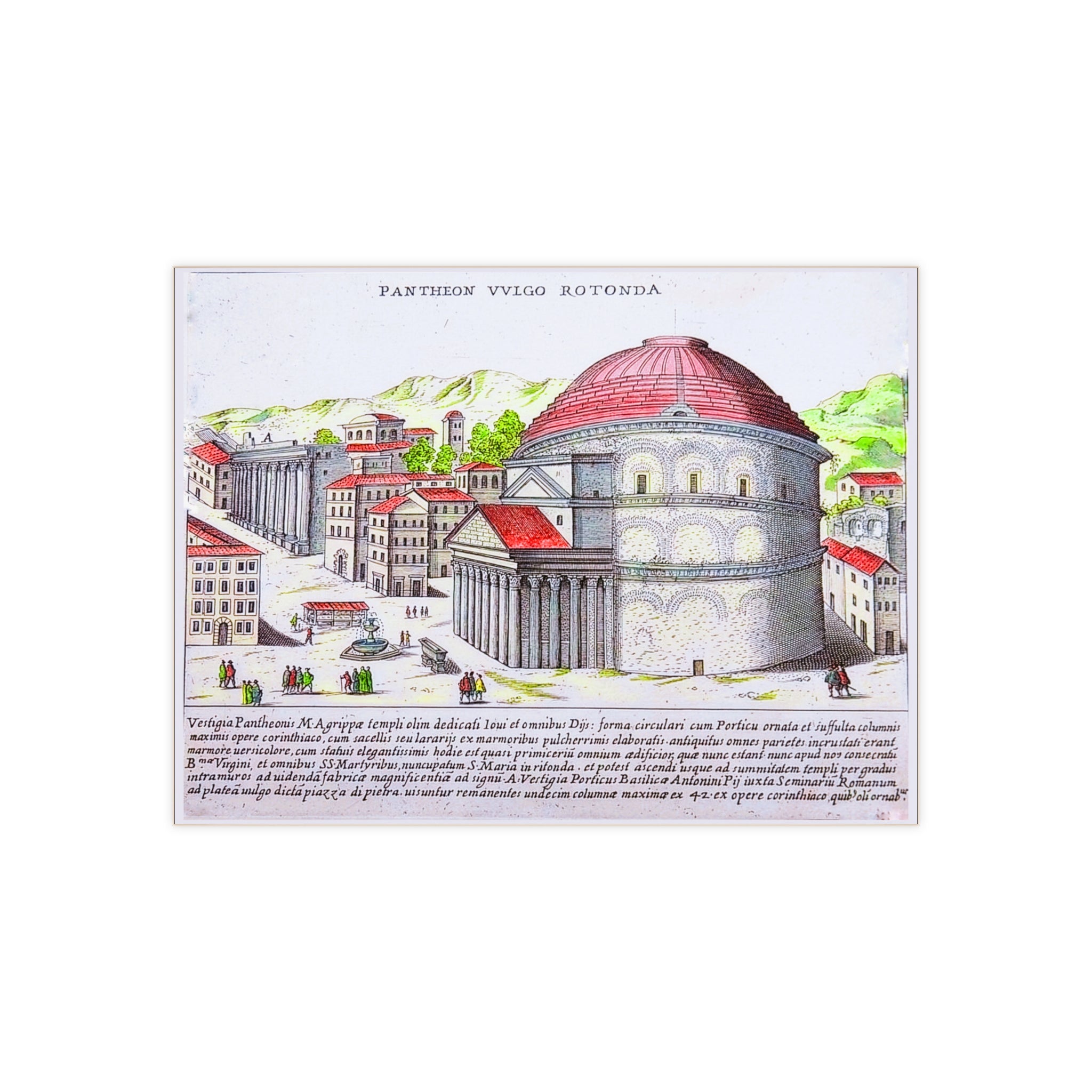 Pantheon Rome Illustration Ceramic Photo Tile | Vintage Architectural Print