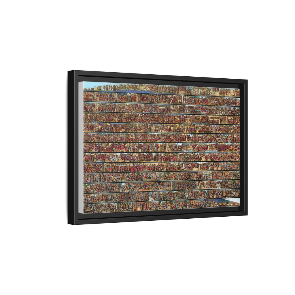 Colorized Depiction of Trajan's Column in Rome Framed Matte Canvas