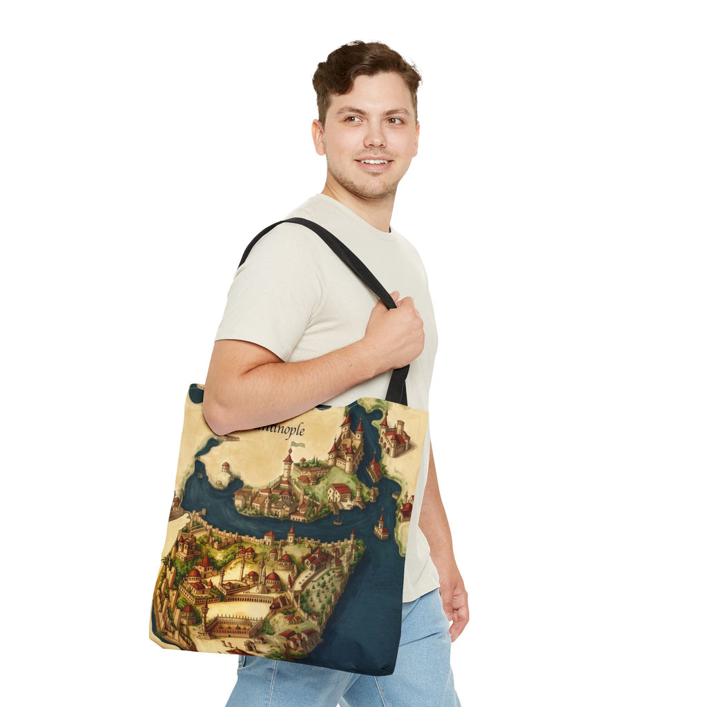 Constantinople Map Tote Bag — Vintage Cityscape All-Over Print
