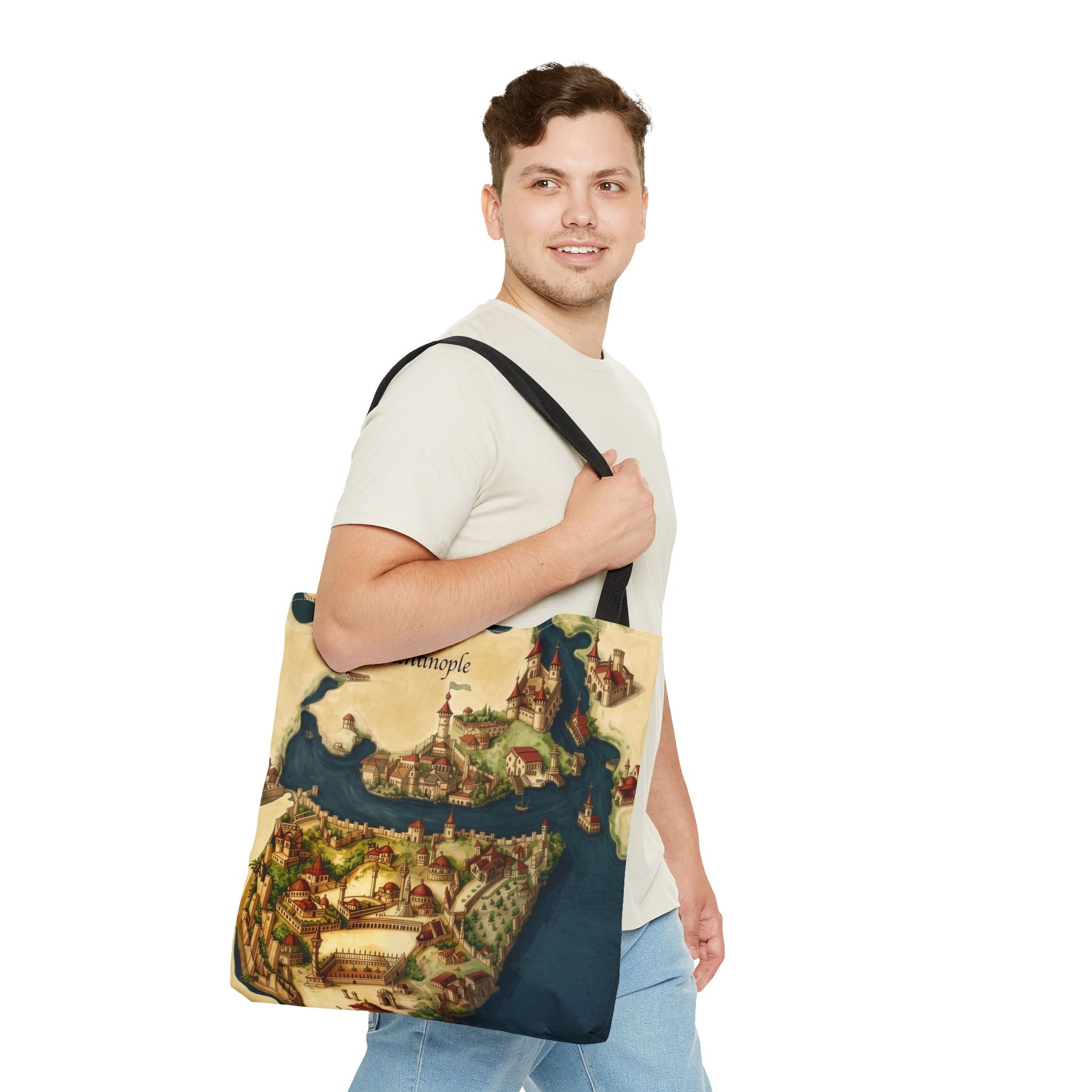 Constantinople Map Tote Bag — Vintage Cityscape All-Over Print