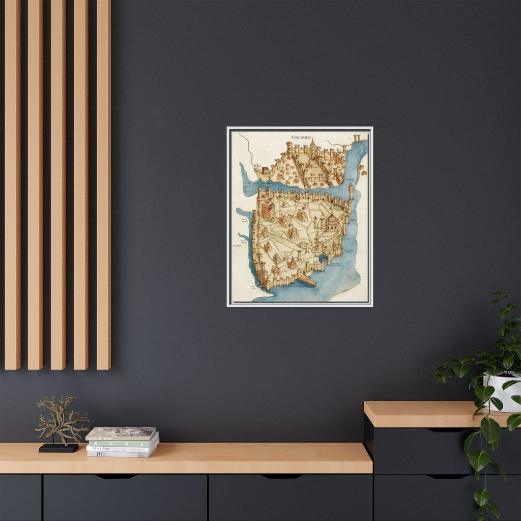 Framed Vintage Constantinople Map Canvas — Matte Nautical Wall Art
