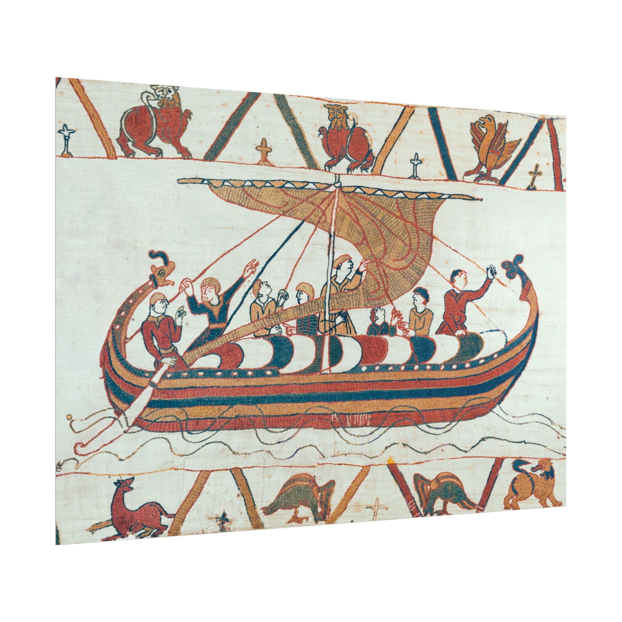 Bayeux Tapestry Norman Longship Rolled Poster | Nautical Historical Artwork