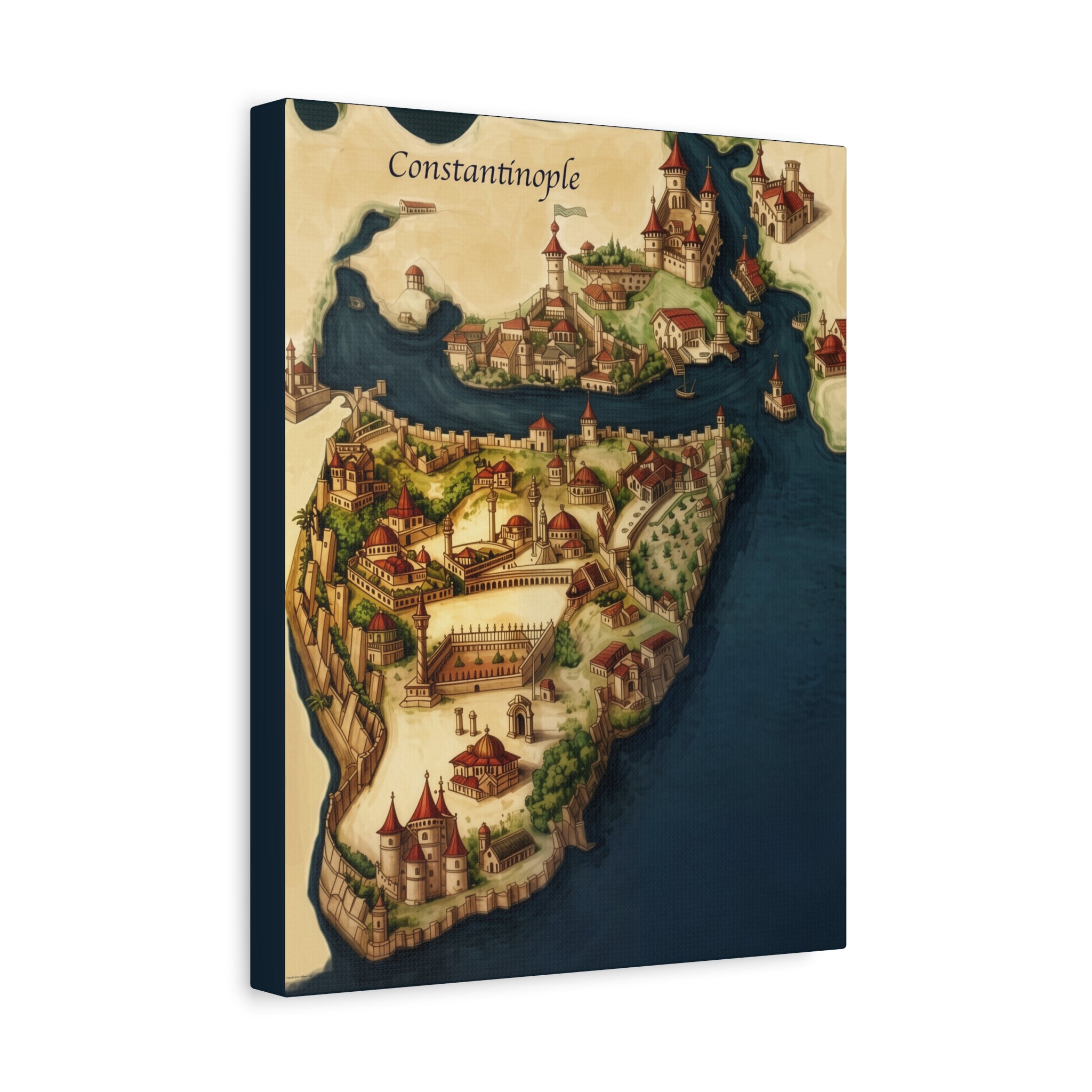 Constantinople Vintage Map Matte Canvas Print — Stretched 1.25"