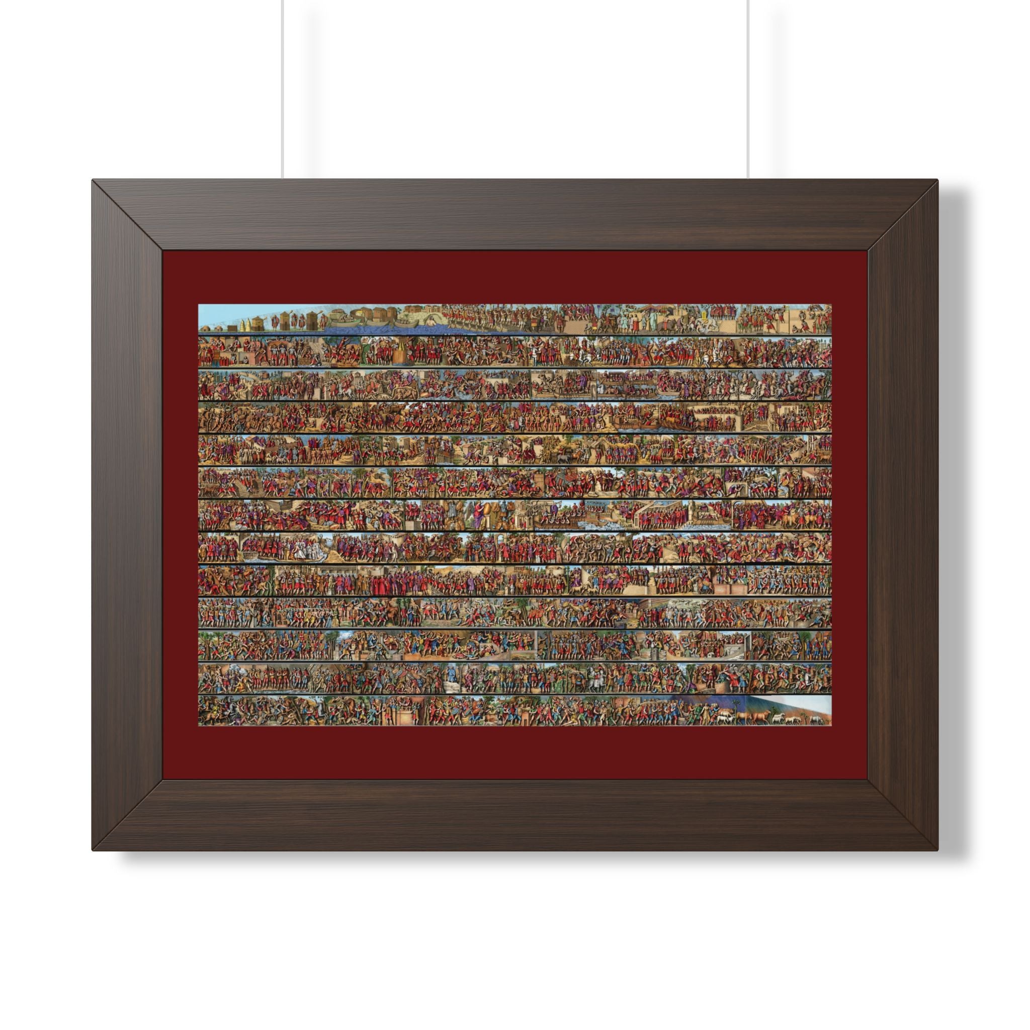 Colorized Trajan's Column Engraving Framed Art Print