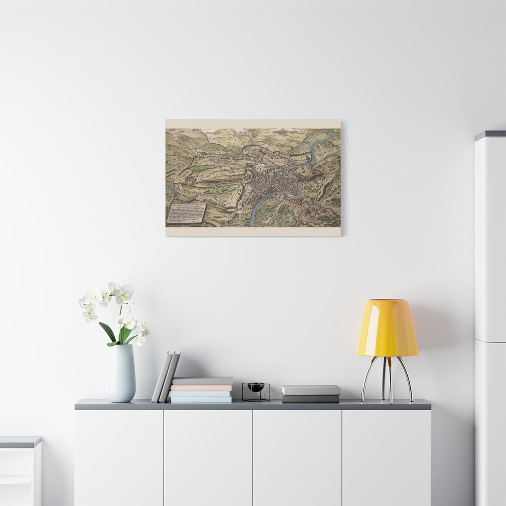 Antique City Map of Rome Matte Canvas Print — Vintage Stretched Wall Art