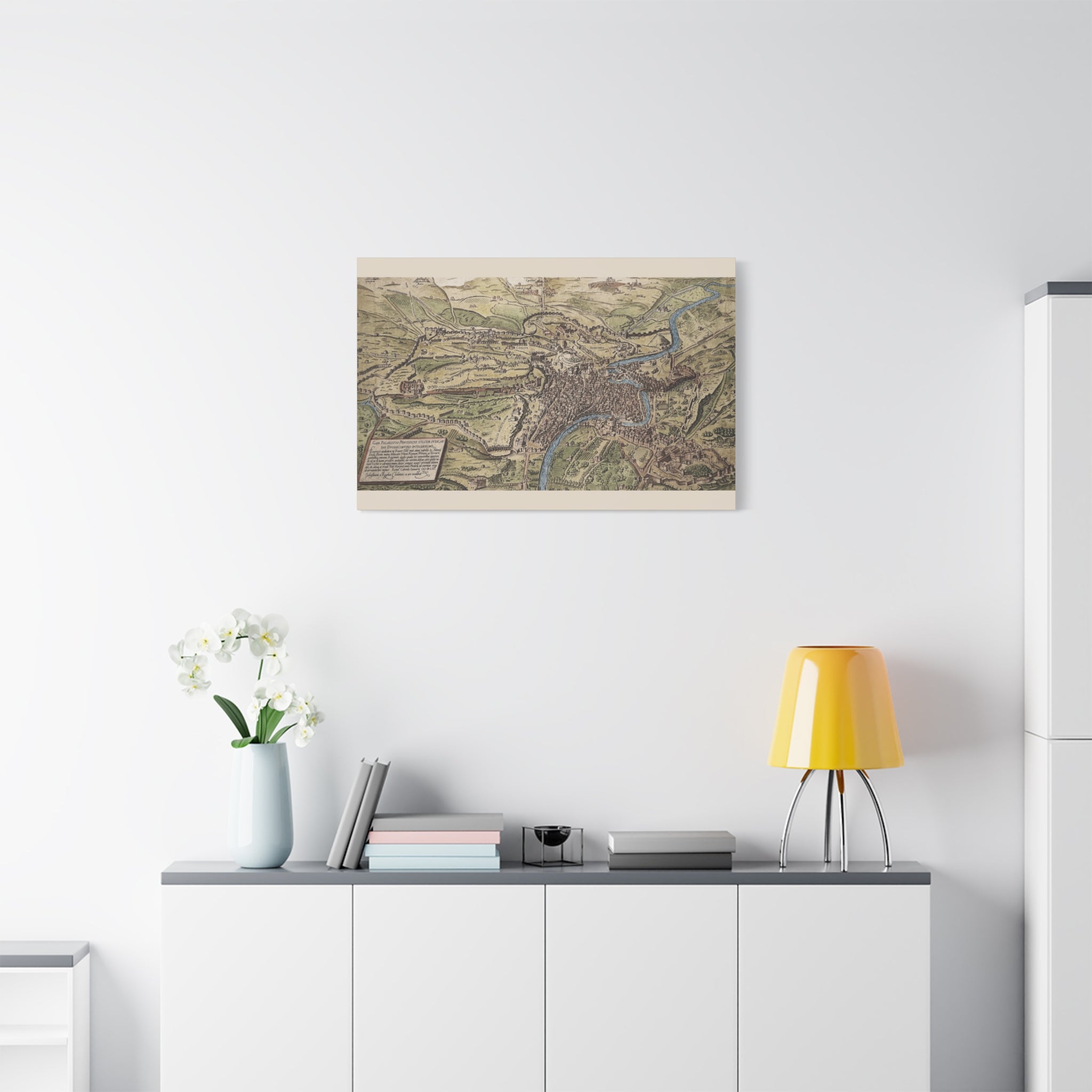 Antique City Map of Rome Matte Canvas Print — Vintage Stretched Wall Art