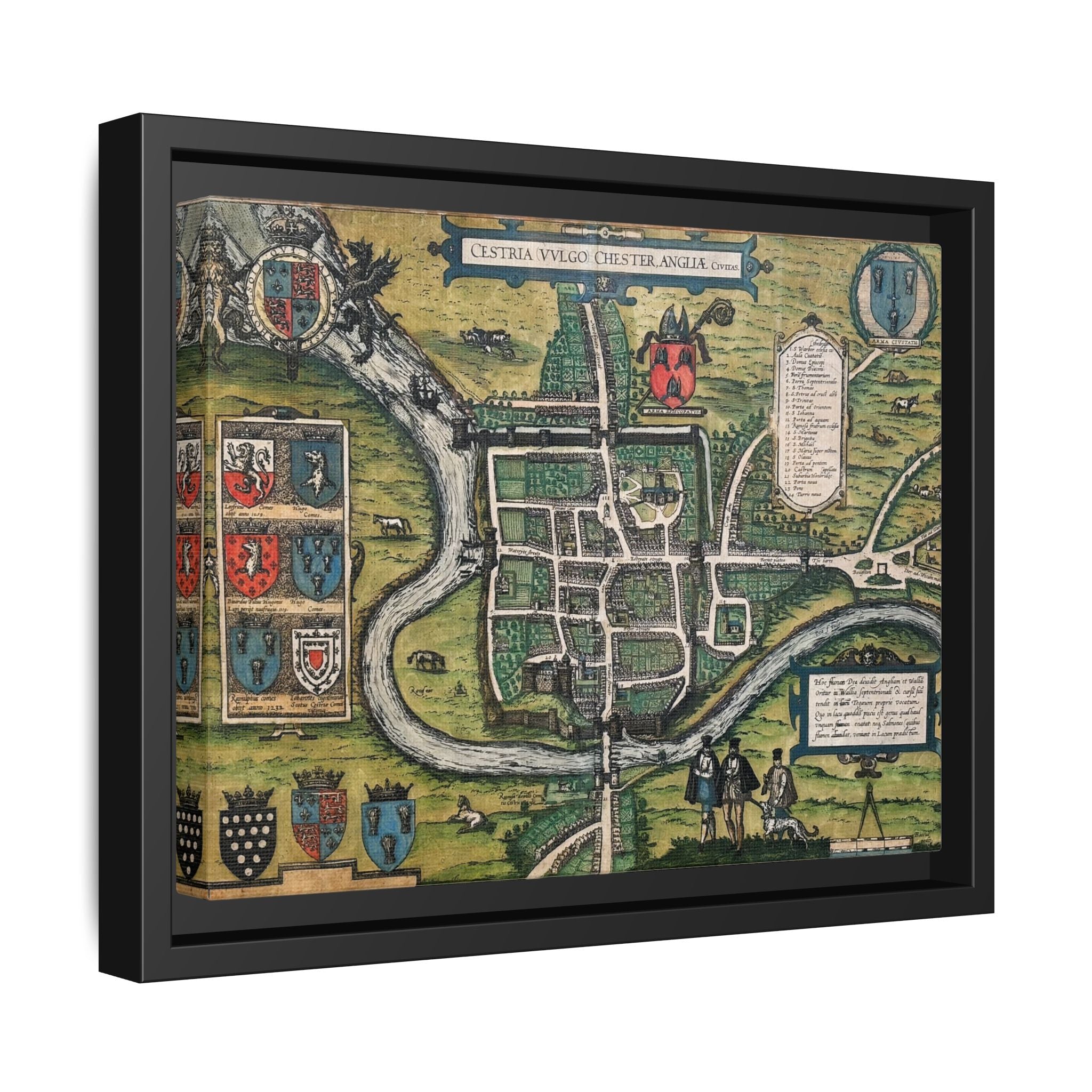 Chester, England by Braun and Hogenberg Framed Canvas Art Print