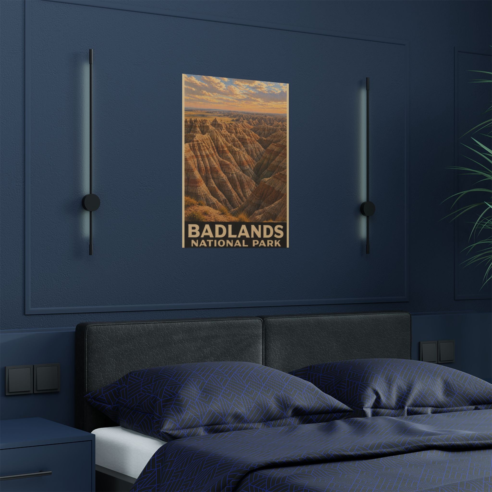 Badlands National Park Satin Poster — Vintage Travel Wall Art (300gsm)