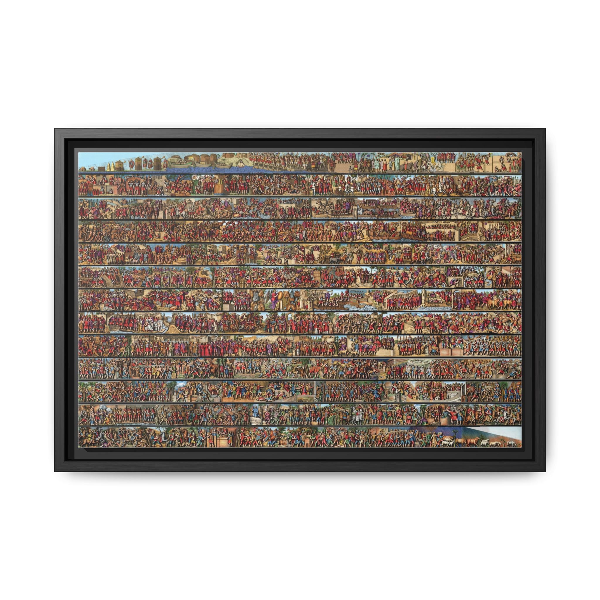 Colorized Depiction of Trajan's Column in Rome Framed Matte Canvas