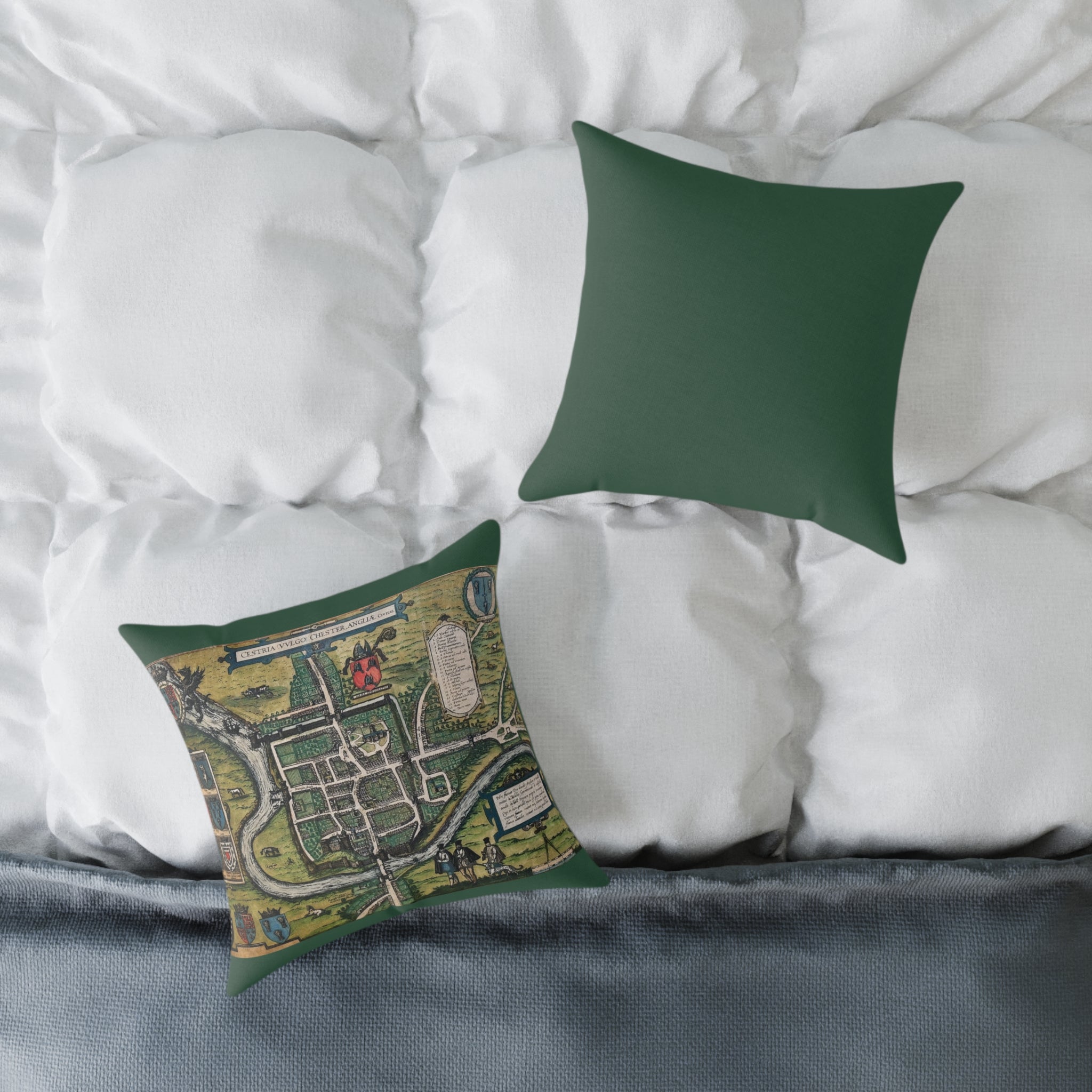 Chester, England by Braun and Hogenberg Antique Map Pillow