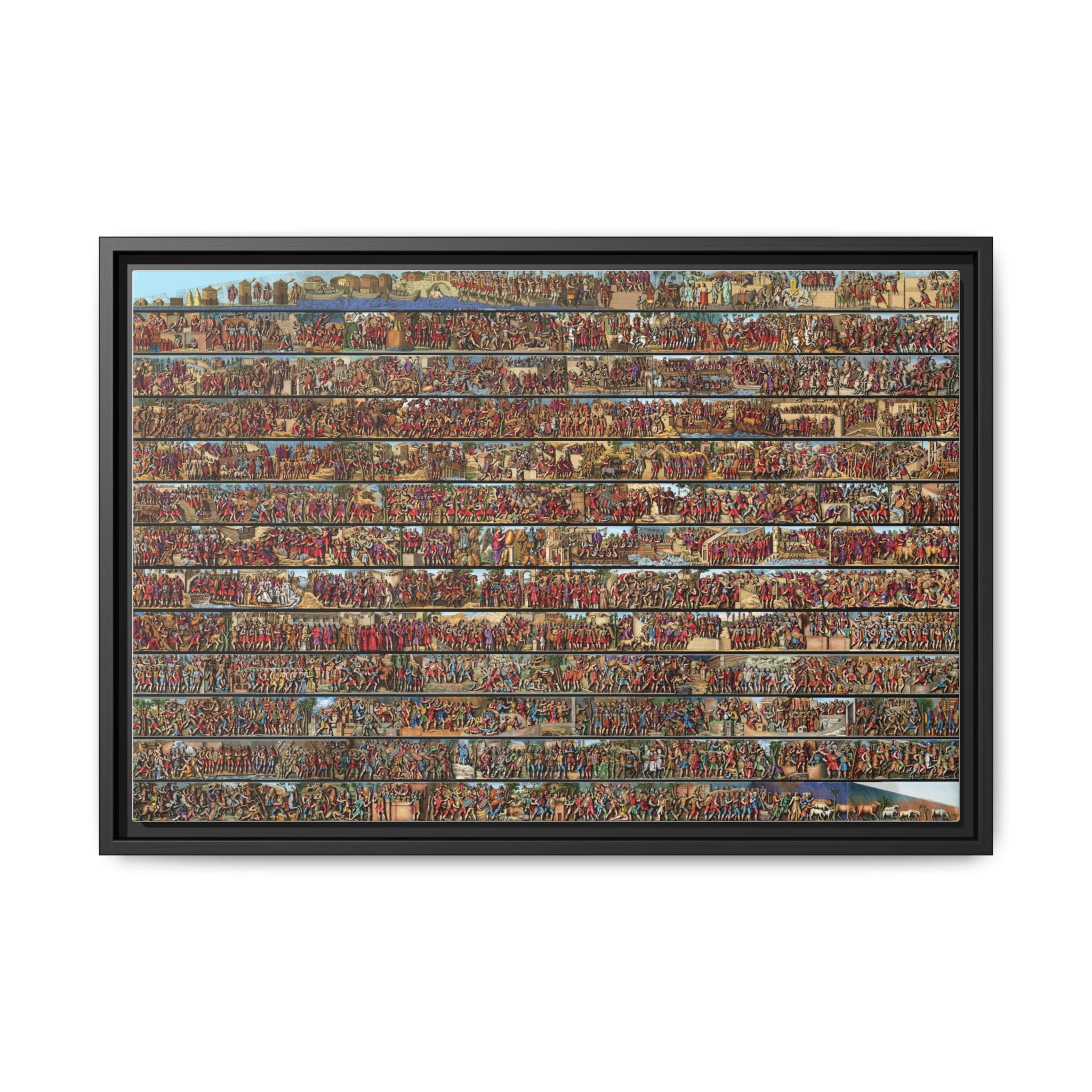 Colorized Depiction of Trajan's Column in Rome Framed Matte Canvas