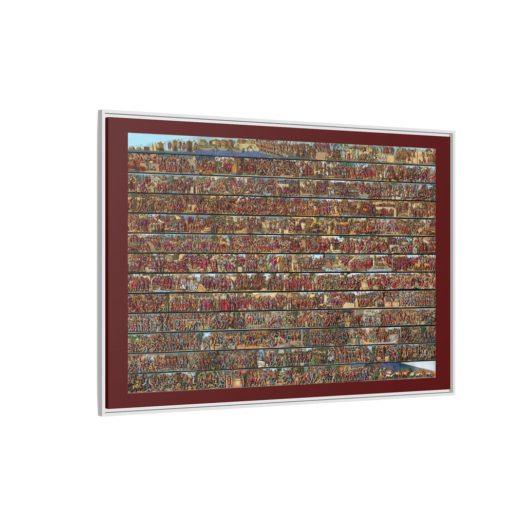 Colorized Depiction of Trajan's Column in Rome Framed Matte Canvas