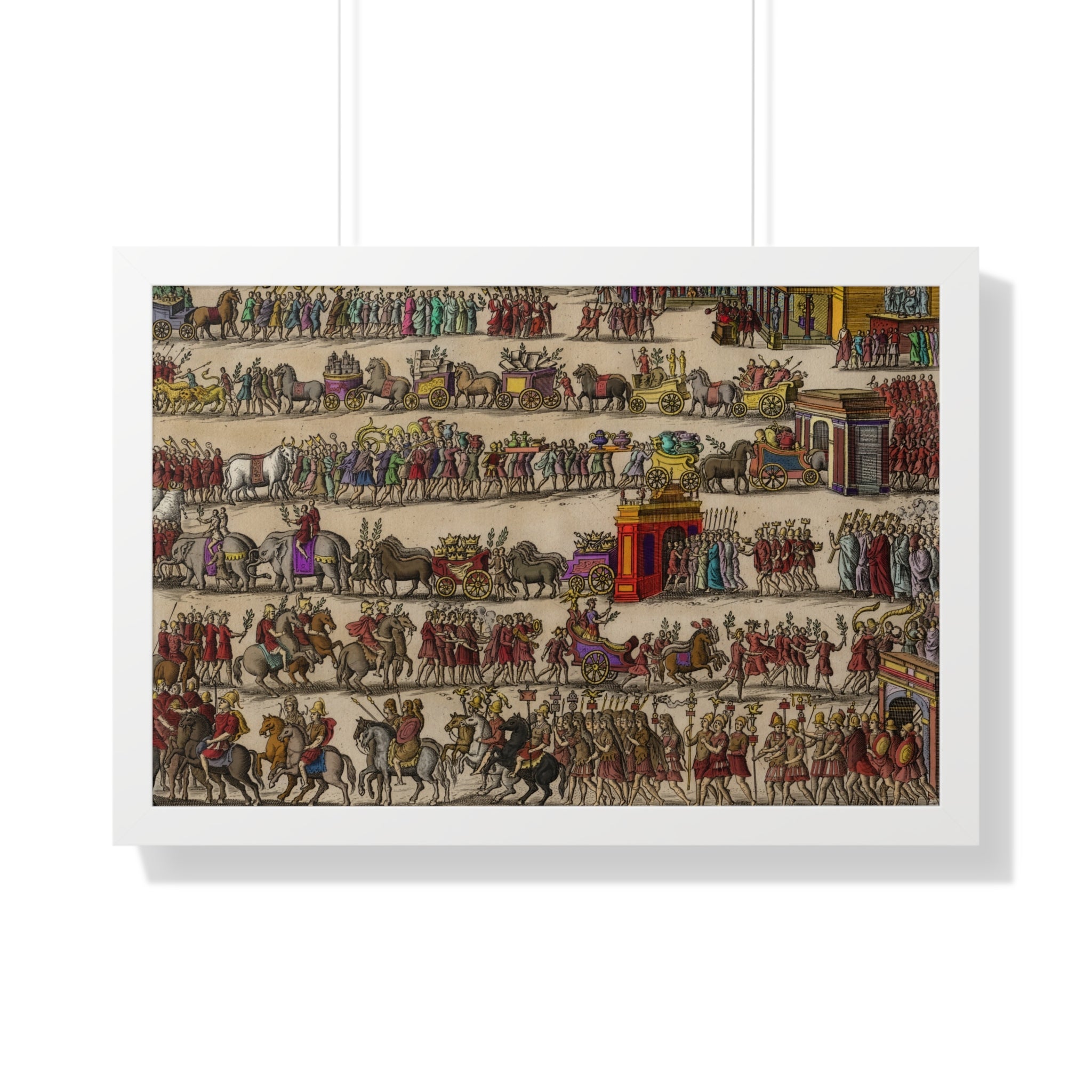 Roman Triumph Procession Framed Poster | Hand-Colored Engraving Print