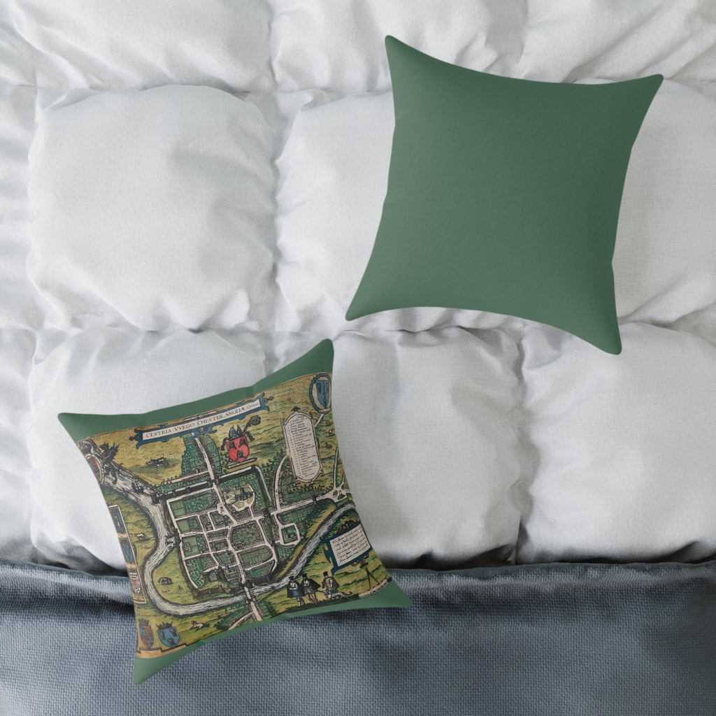 Chester, England by Braun and Hogenberg Antique Map Pillow