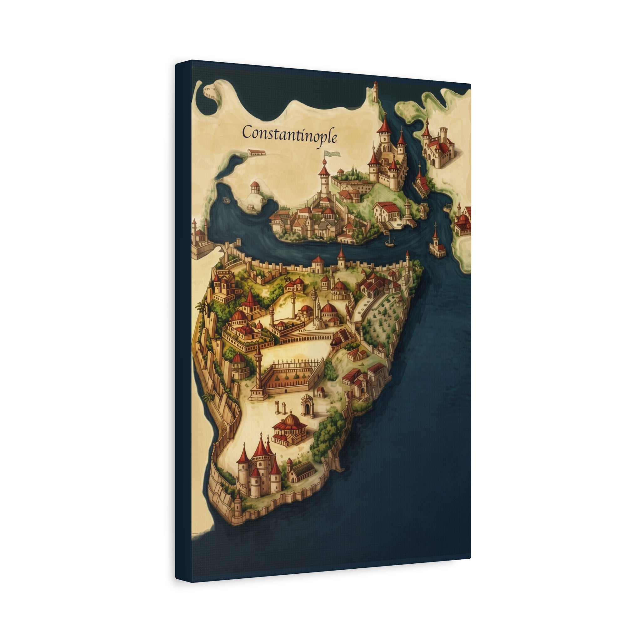 Constantinople Vintage Map Matte Canvas Print — Stretched 1.25"
