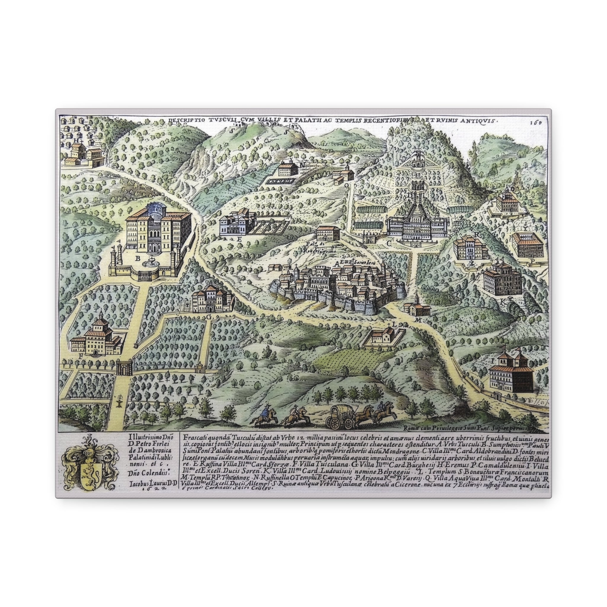 Tusculum Map Matte Canvas | Historic Italian Cartography