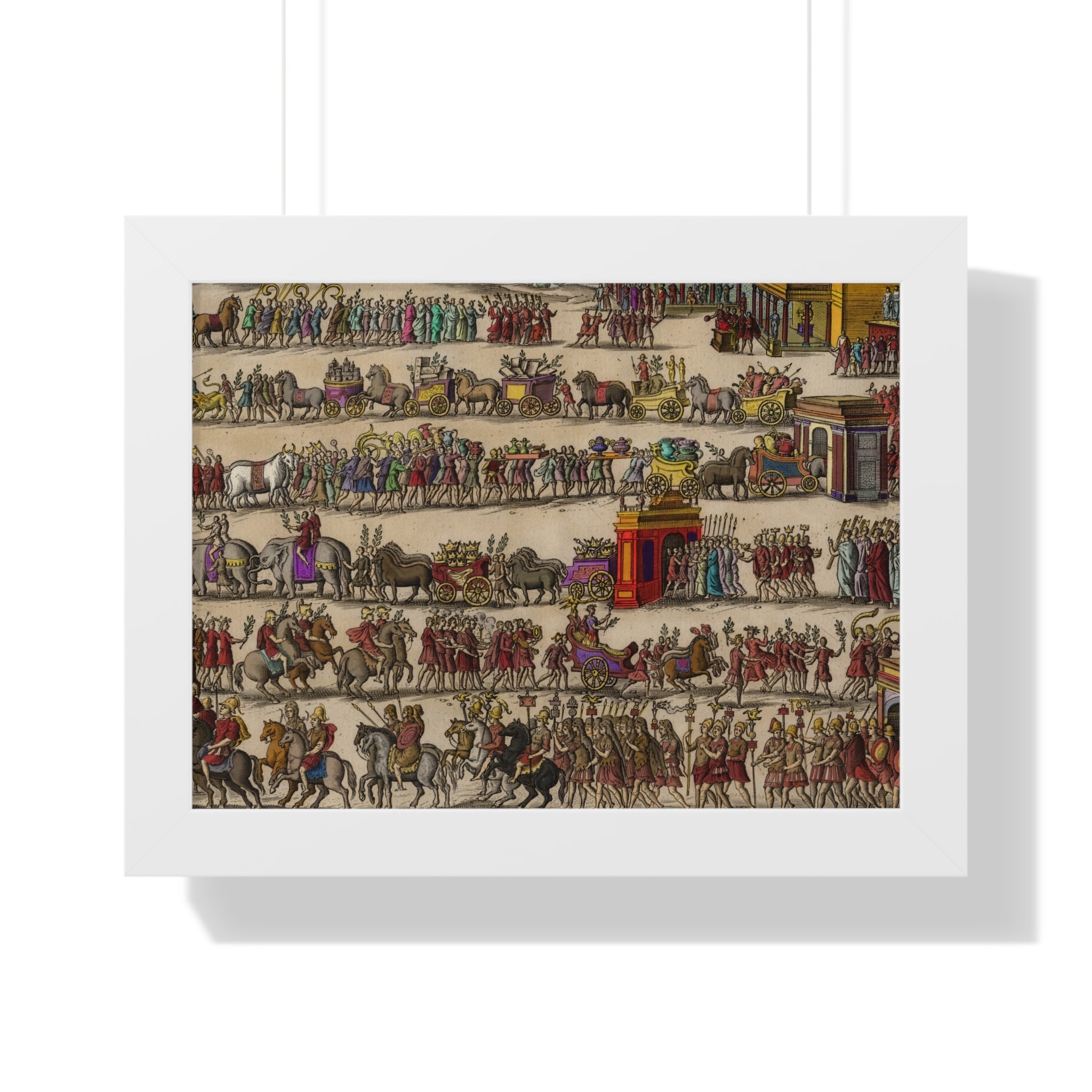 Roman Triumph Procession Framed Poster | Hand-Colored Engraving Print