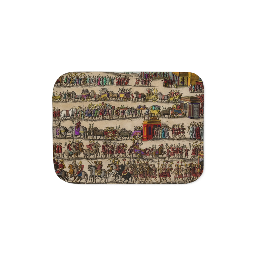 Roman Triumph Procession Hand-Colored Engraving Sherpa Blanket | Classical Art Throw