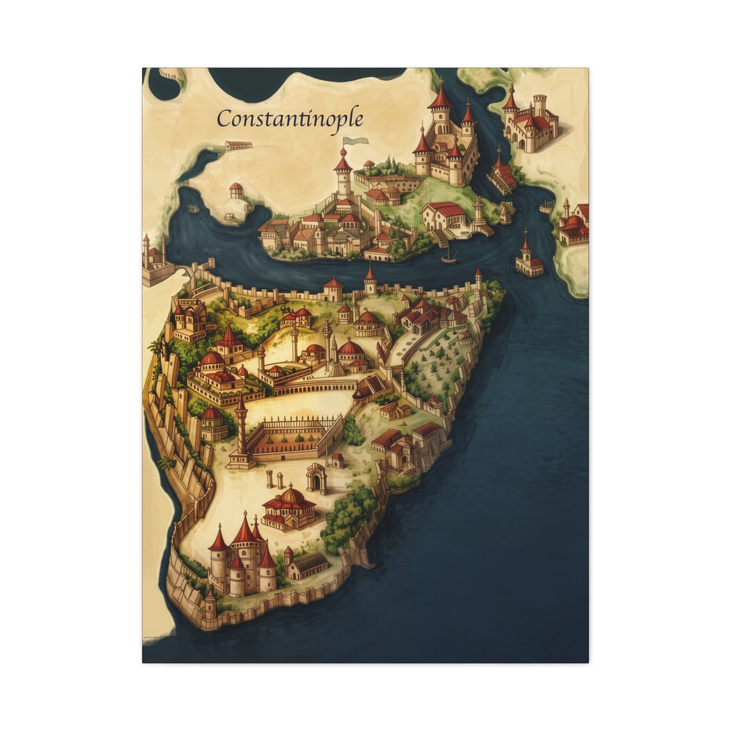 Constantinople Vintage Map Matte Canvas Print — Stretched 1.25"