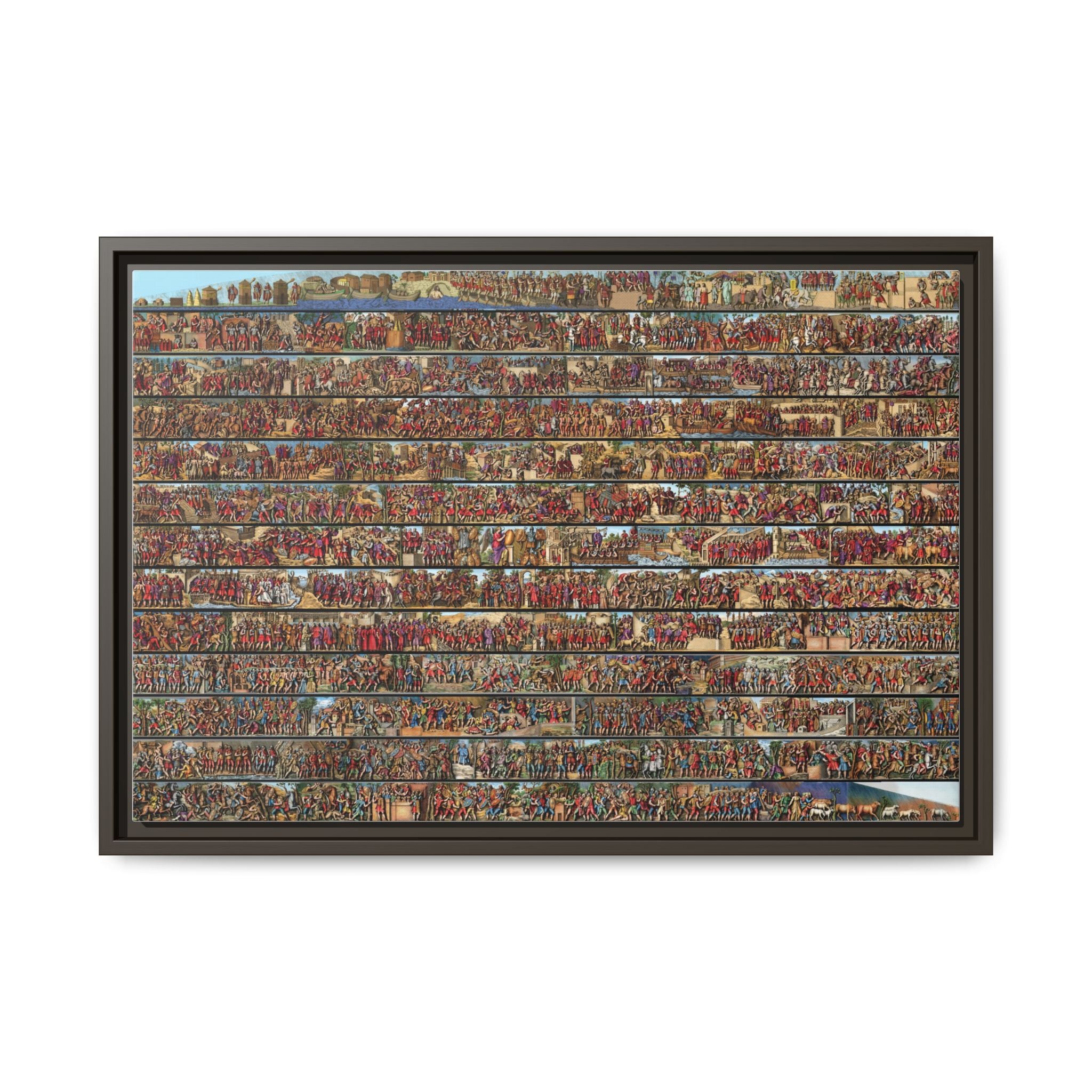 Colorized Depiction of Trajan's Column in Rome Framed Matte Canvas