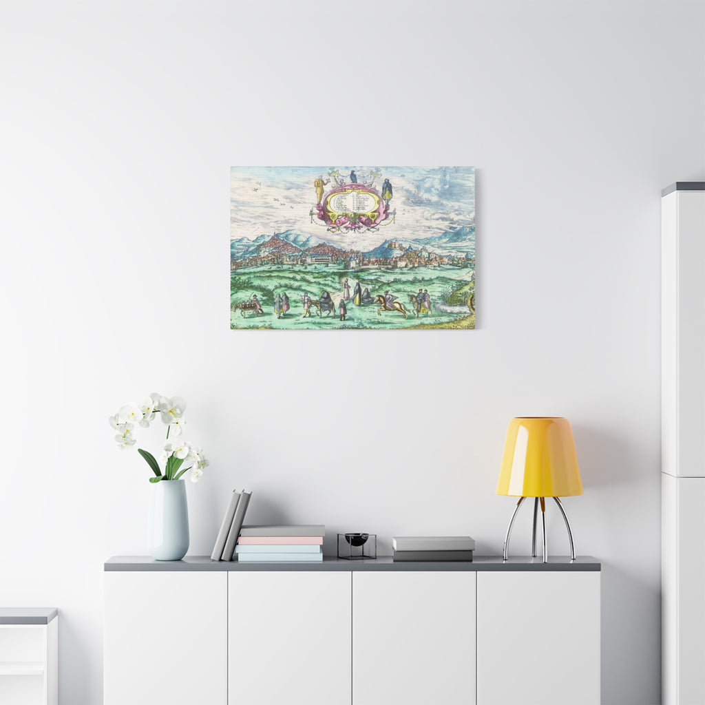 Granada Hand-Colored City View Matte Canvas