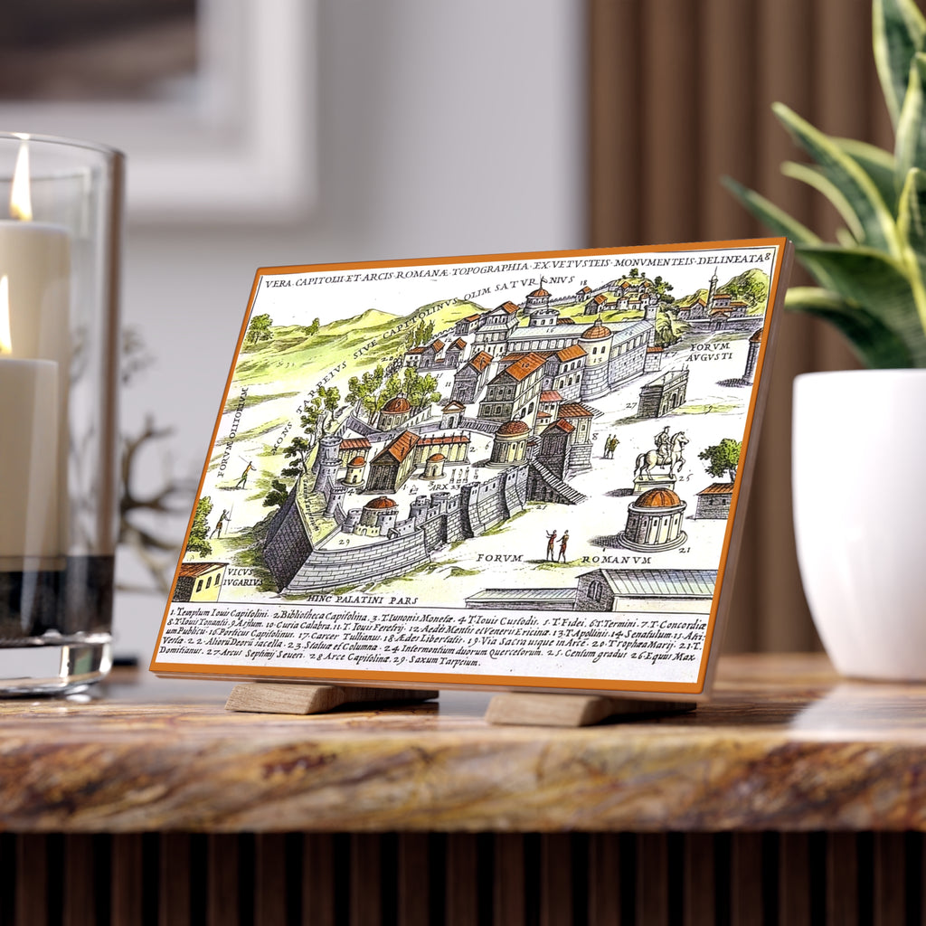 Capitoline Hill Ancient Rome Ceramic Tile | Roman Capitolium Depiction