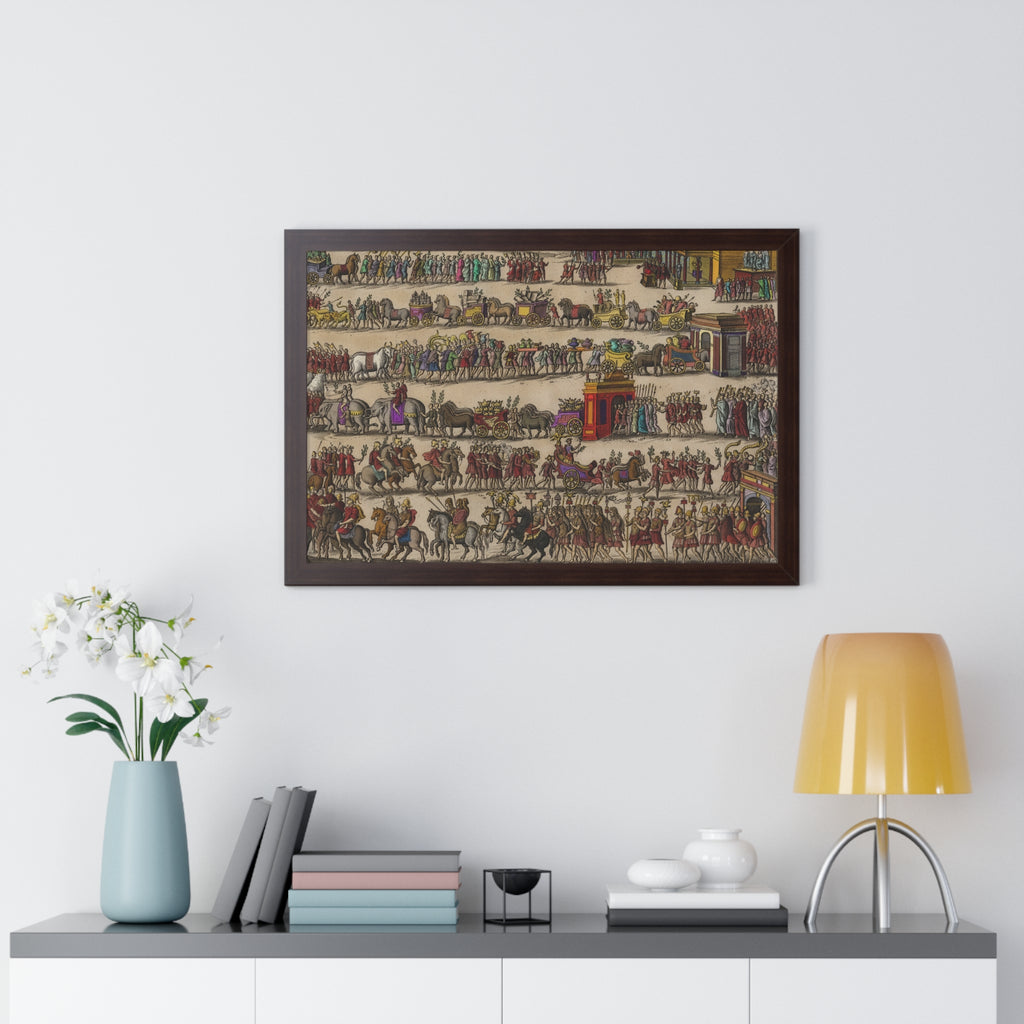 Roman Triumph Procession Framed Poster | Hand-Colored Engraving Print