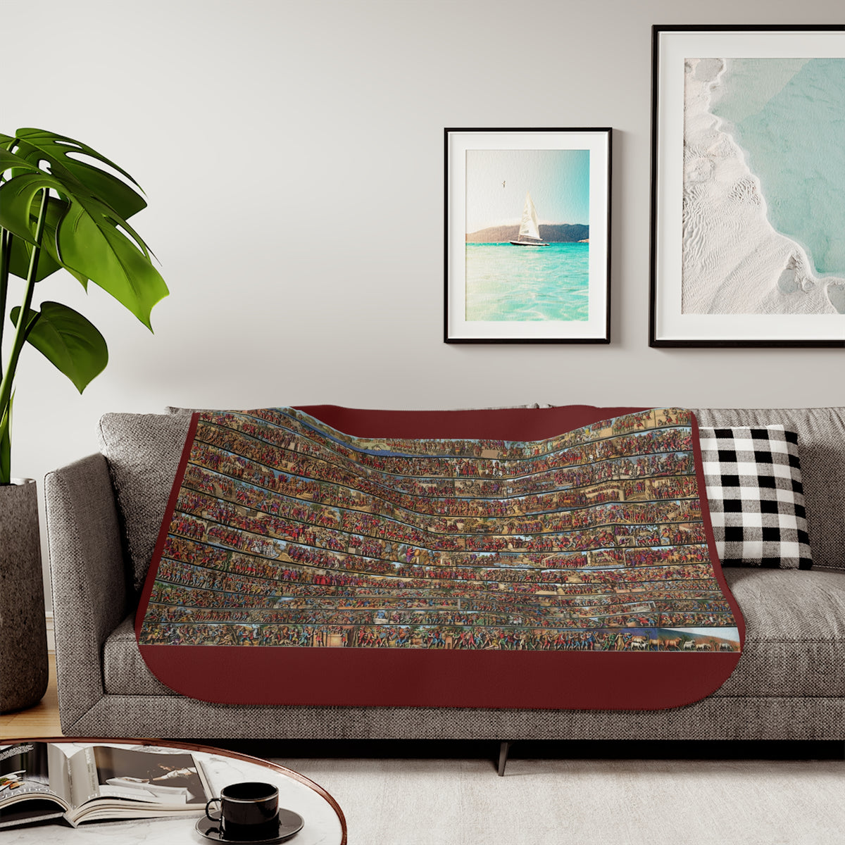Sherpa Blanket — Rustic Brick Wall Pattern Cozy Throw