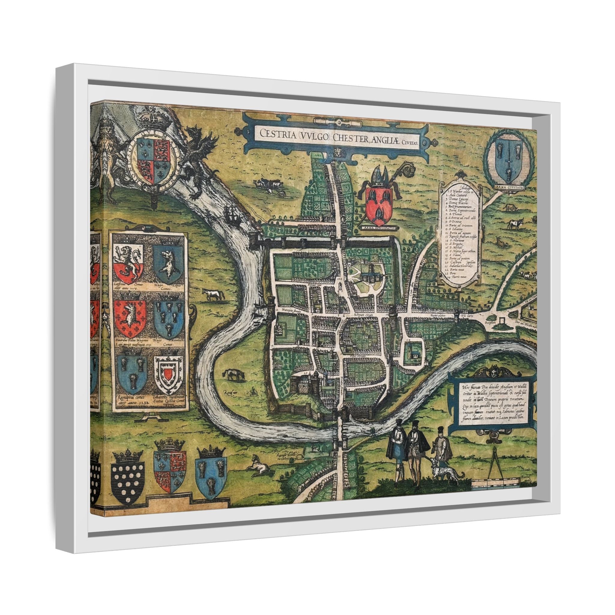 Chester, England by Braun and Hogenberg Framed Canvas Art Print