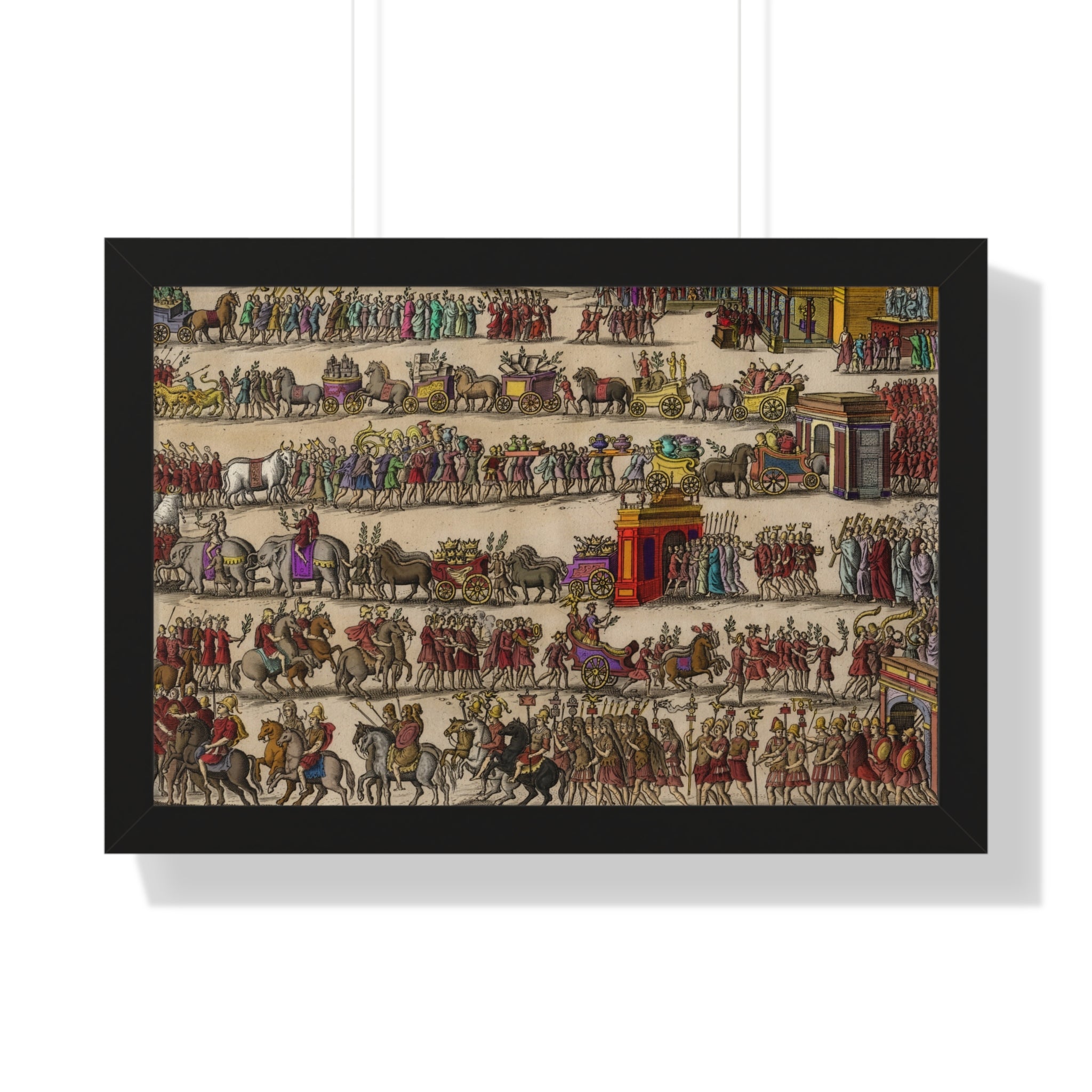 Roman Triumph Procession Framed Poster | Hand-Colored Engraving Print