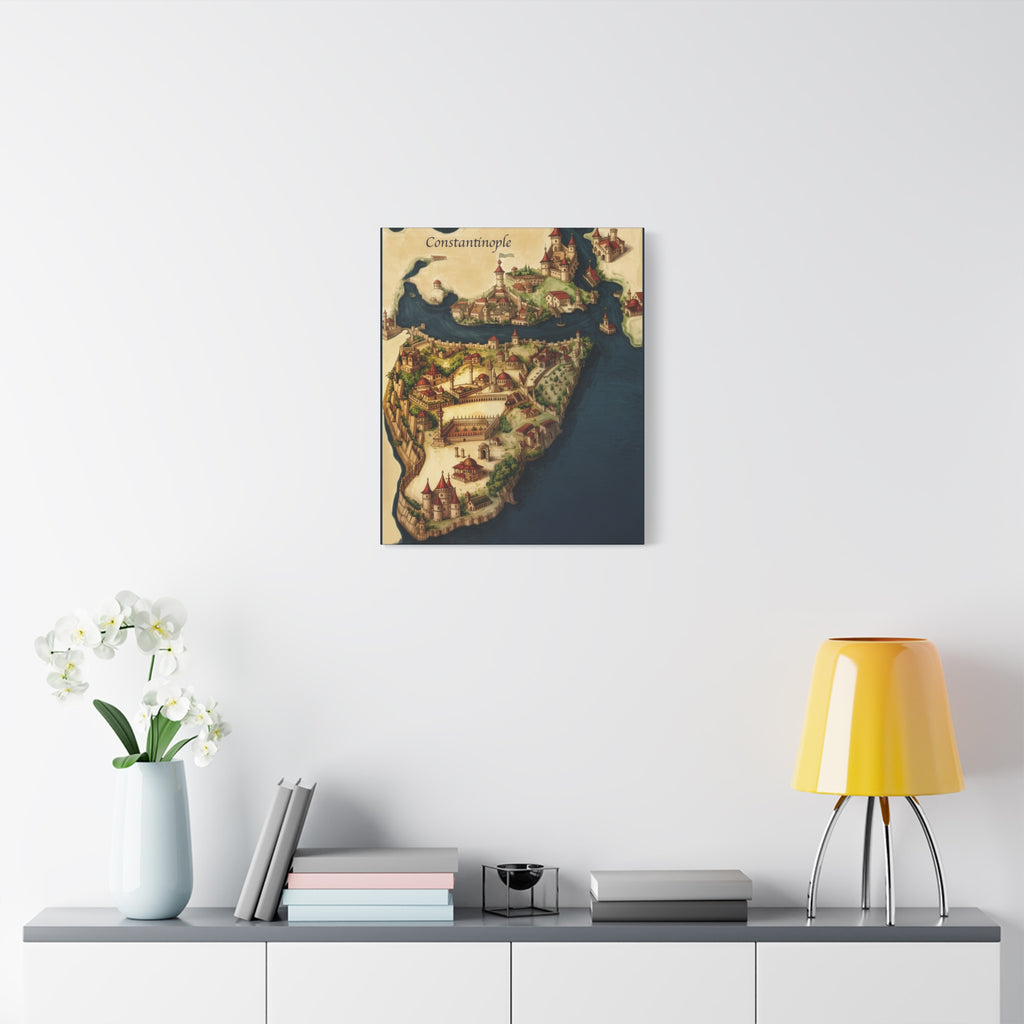 Constantinople Vintage Map Matte Canvas Print — Stretched 1.25"
