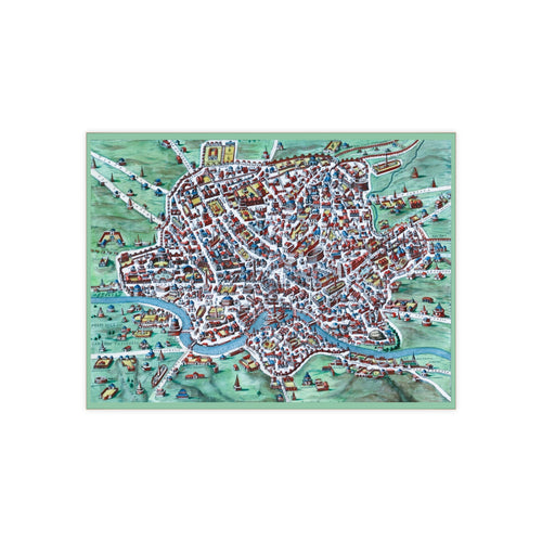 Ancient Rome Illustrated City Map Ceramic Photo Tile