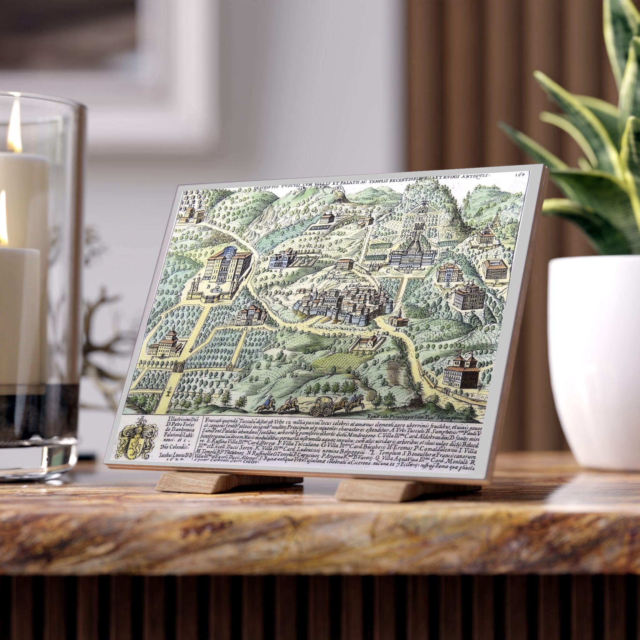 Antique Illustrated Map of Tusculum Ceramic Tile | Antique Italian Photo Tile