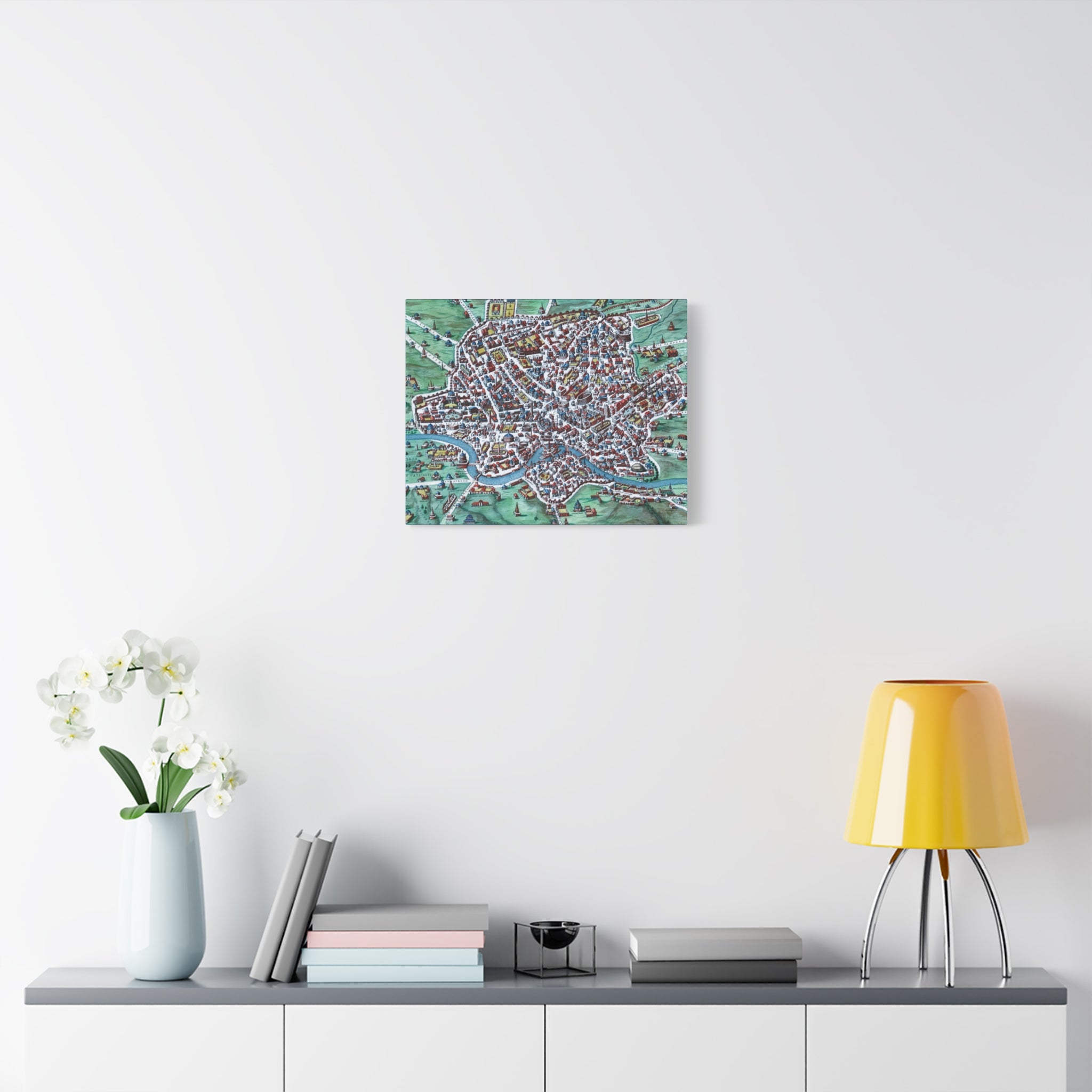 Vintage Bird's-Eye Map of Ancient Rome Matte Canvas