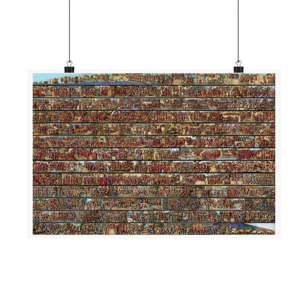 Colorized Trajan's Column Engraving Art Poster
