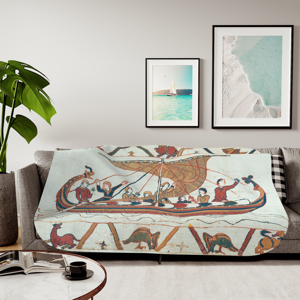 Bayeux Tapestry Norman Invasion Sherpa Blanket