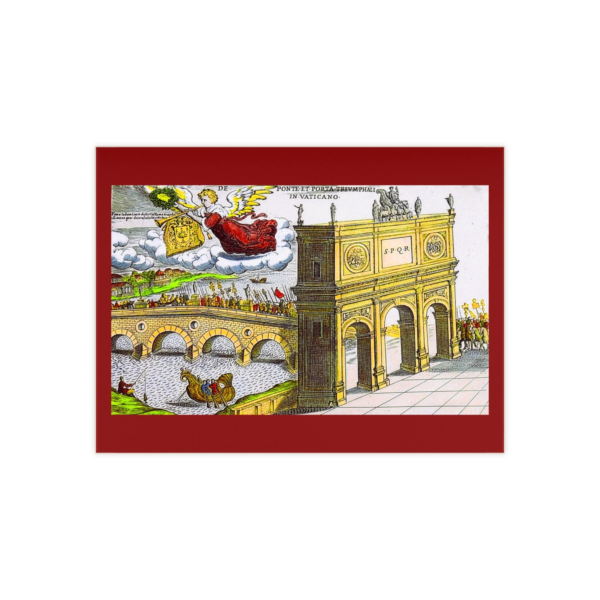 Antique Vatican Engraving Ceramic Photo Tile | Ponte et Porta Triumphali Rome