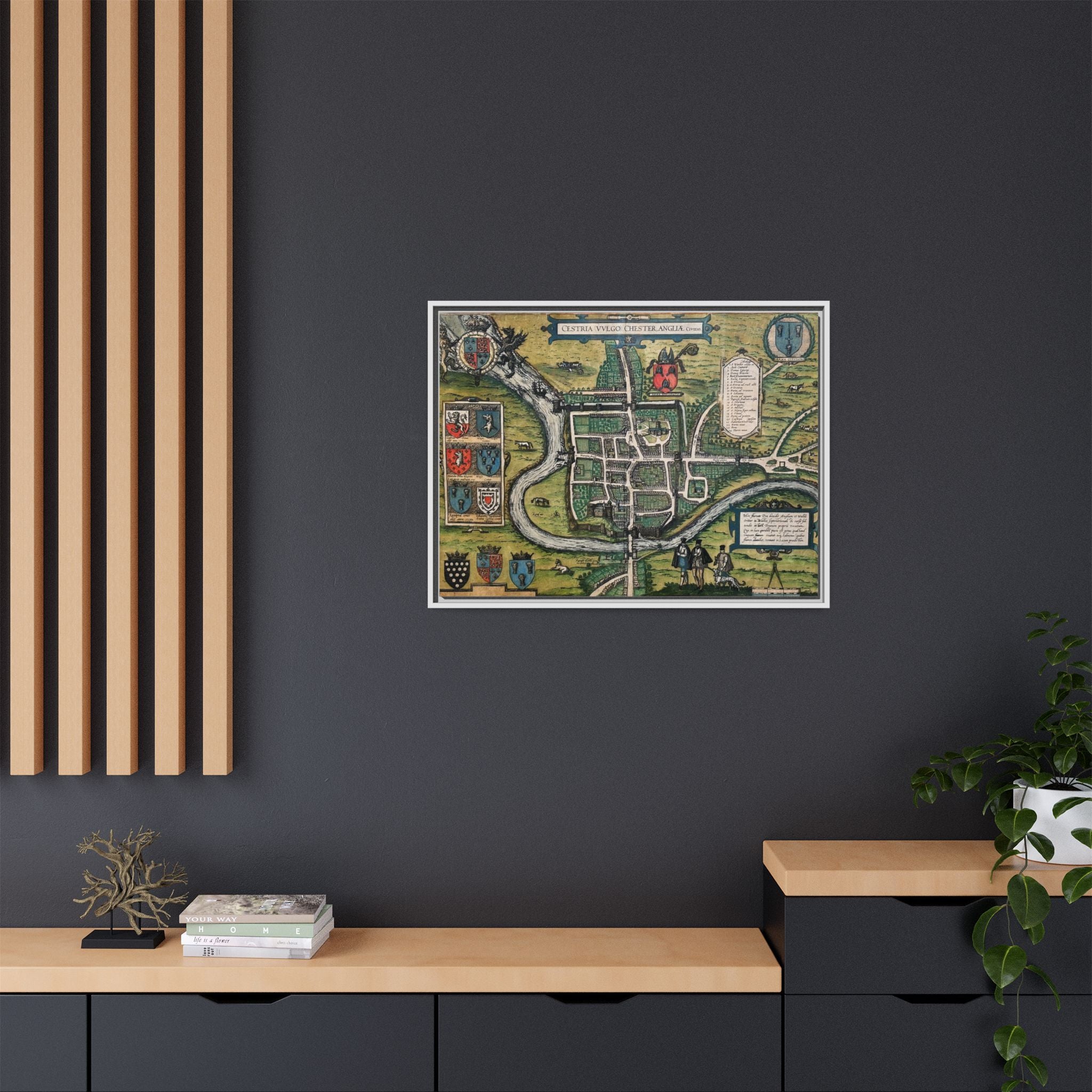 Chester, England by Braun and Hogenberg Framed Canvas Art Print