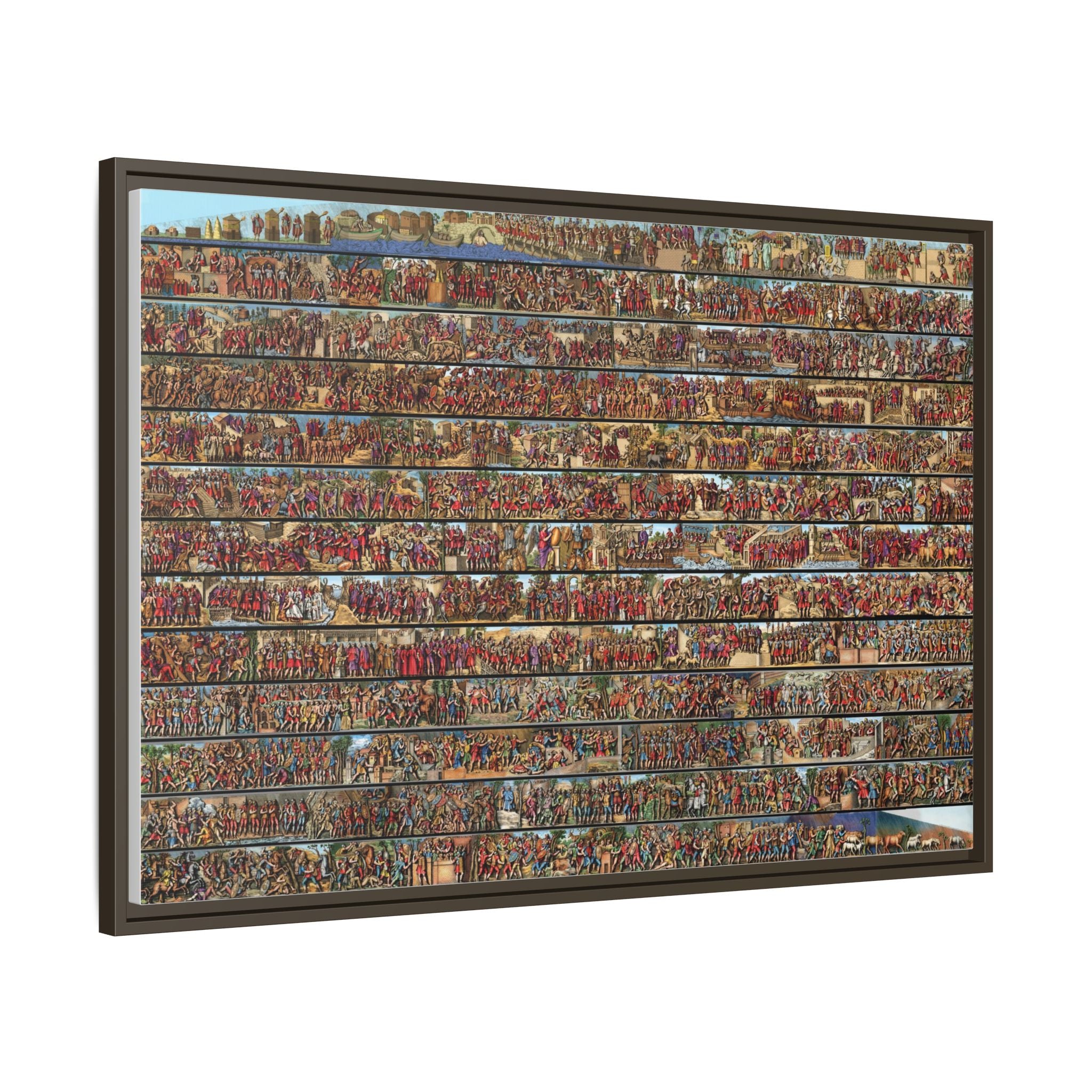 Colorized Depiction of Trajan's Column in Rome Framed Matte Canvas