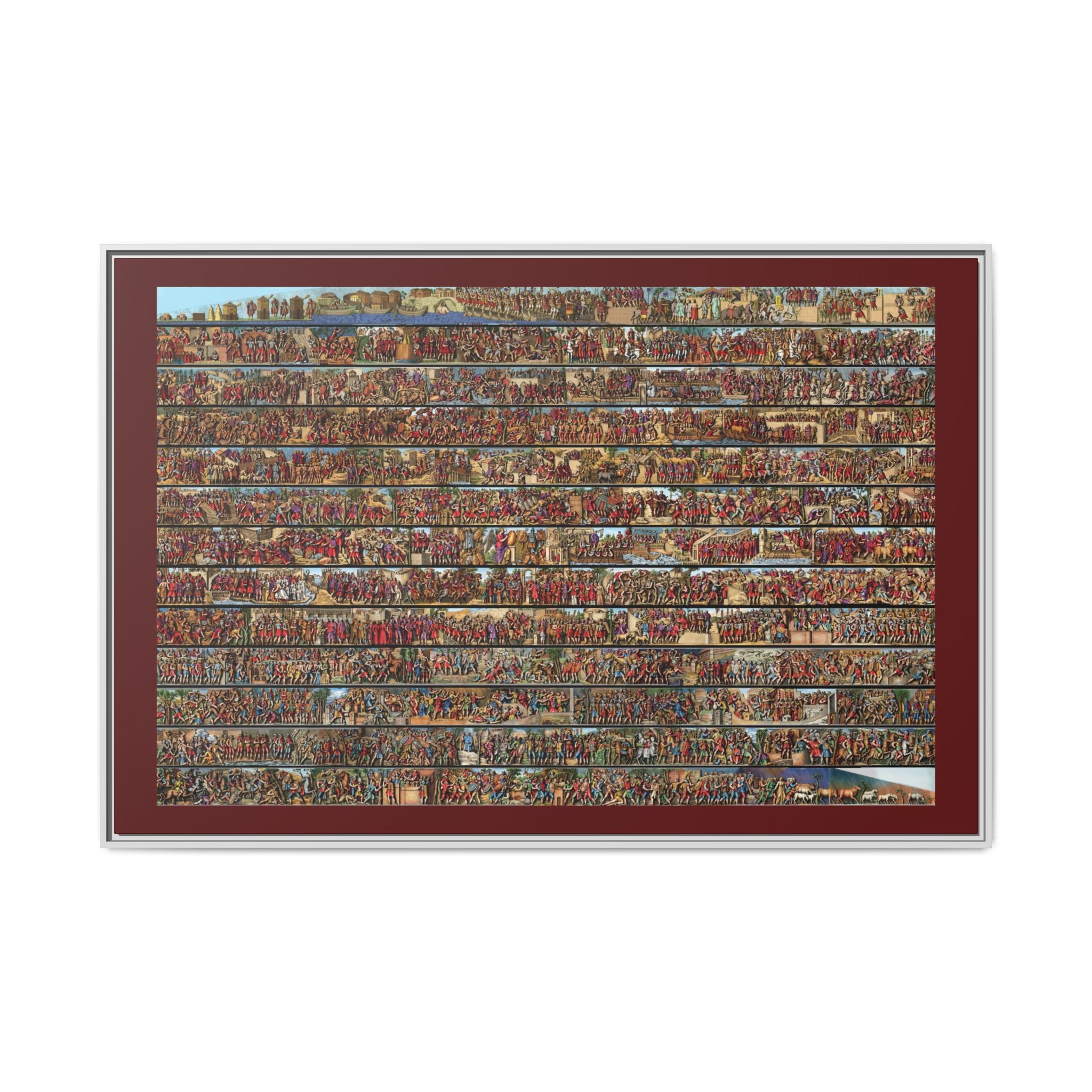 Colorized Depiction of Trajan's Column in Rome Framed Matte Canvas