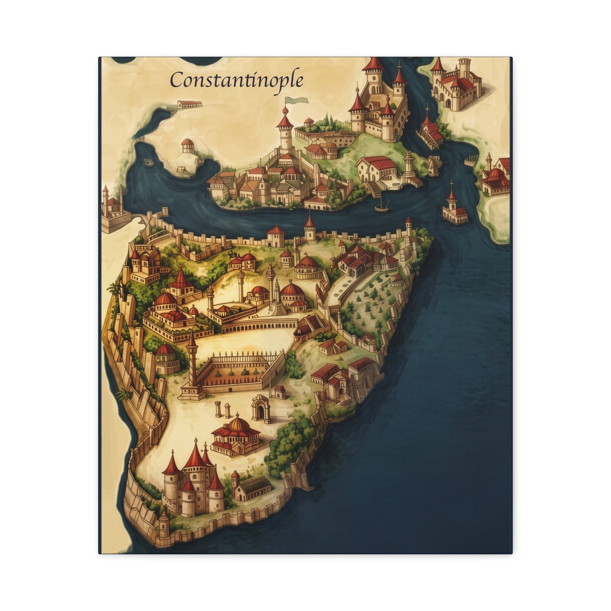 Constantinople Vintage Map Matte Canvas Print — Stretched 1.25"