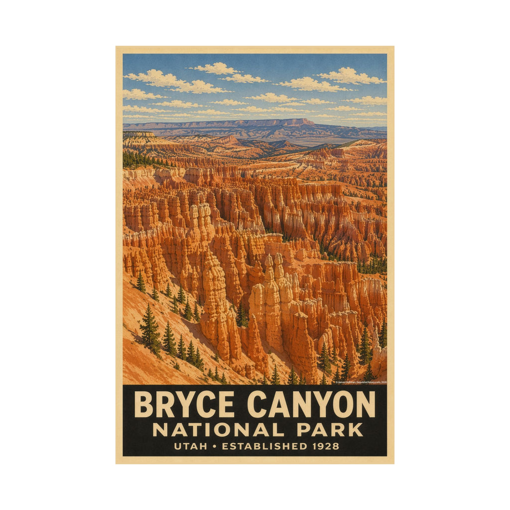 Bryce Canyon National Park Satin Poster - Vintage Travel Art Print