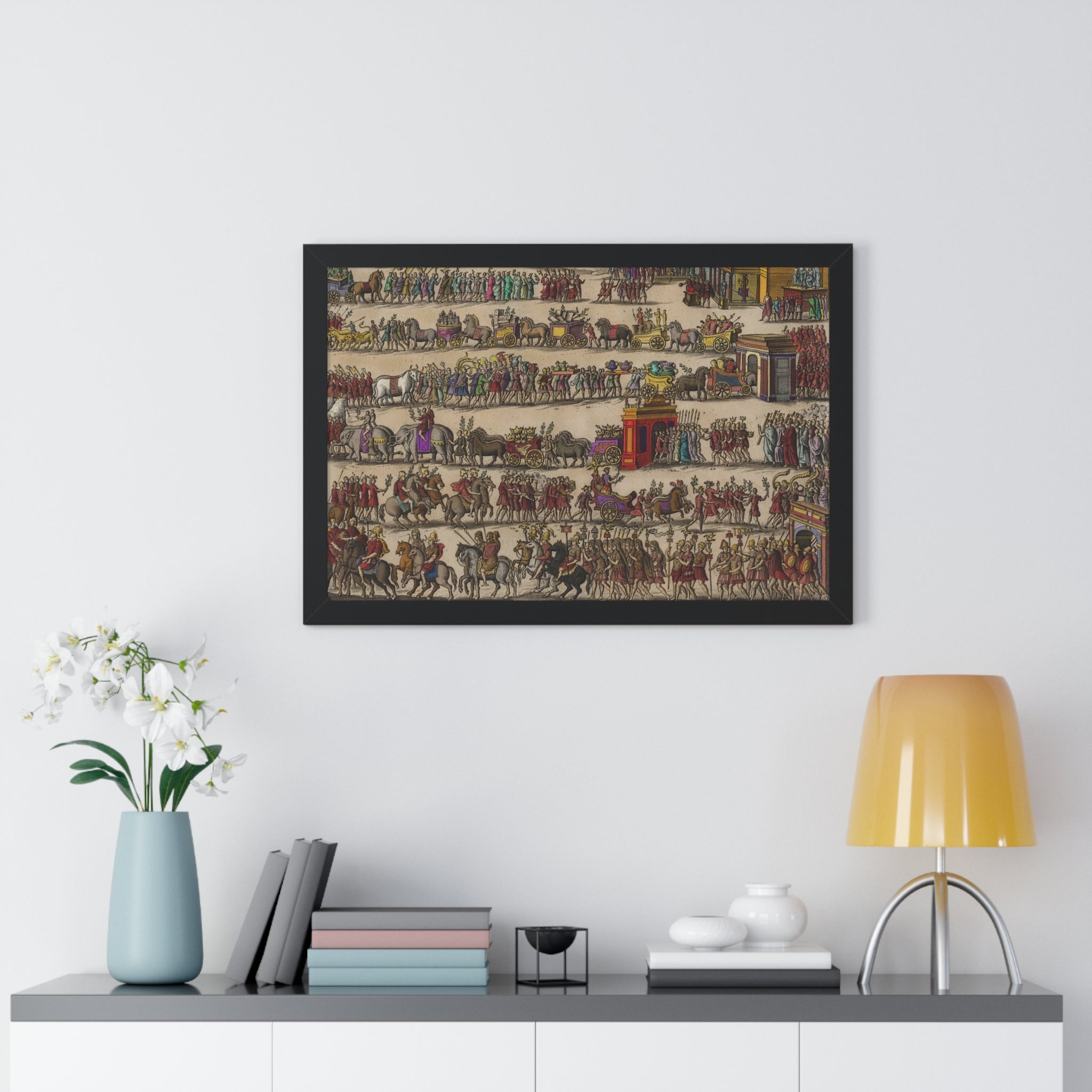 Roman Triumph Procession Framed Poster | Hand-Colored Engraving Print